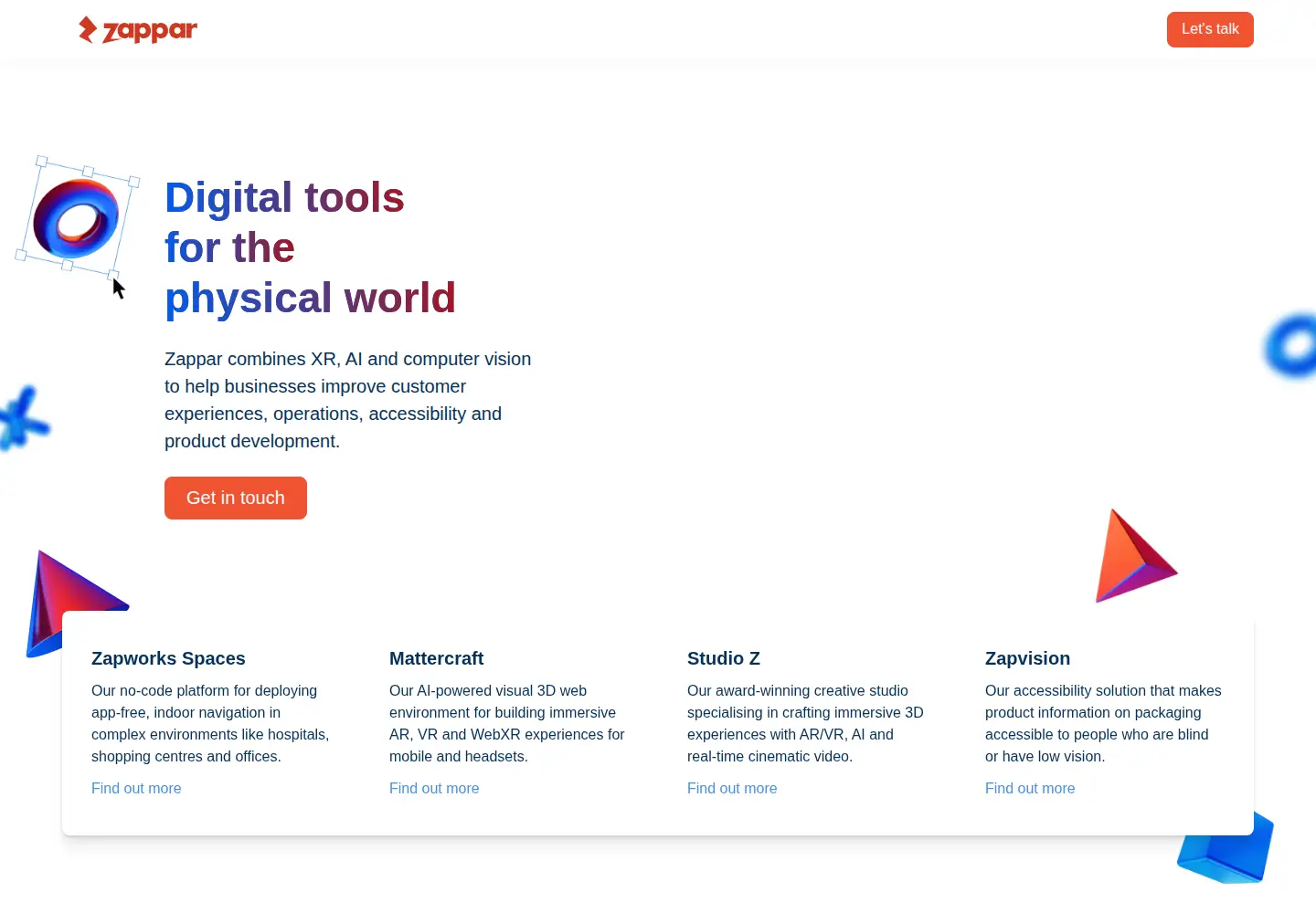 Screenshot of zappar.com