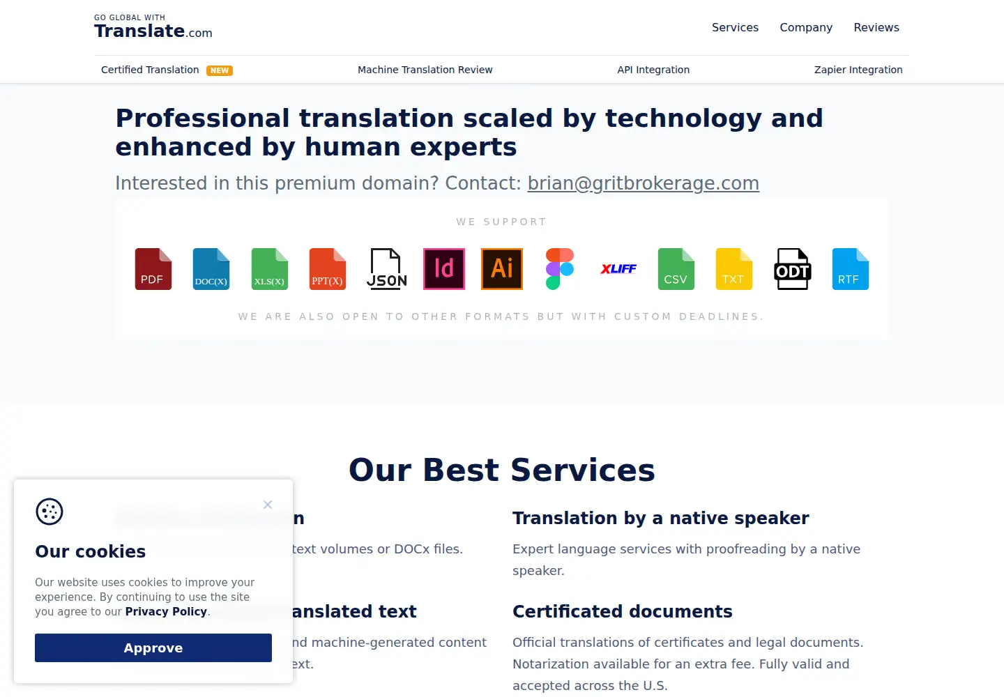 Screenshot of translate.com
