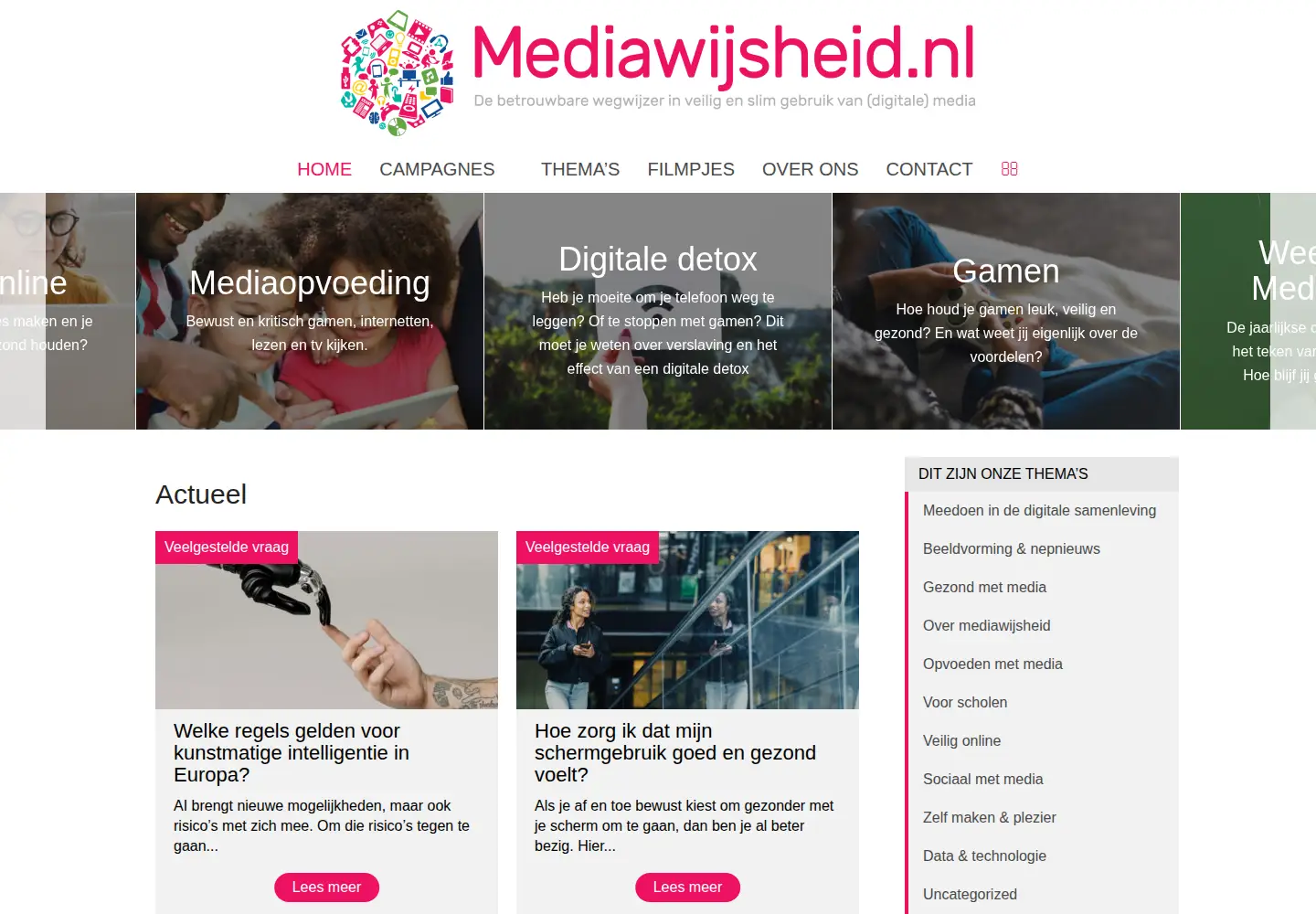 Screenshot of mediawijsheid.nl