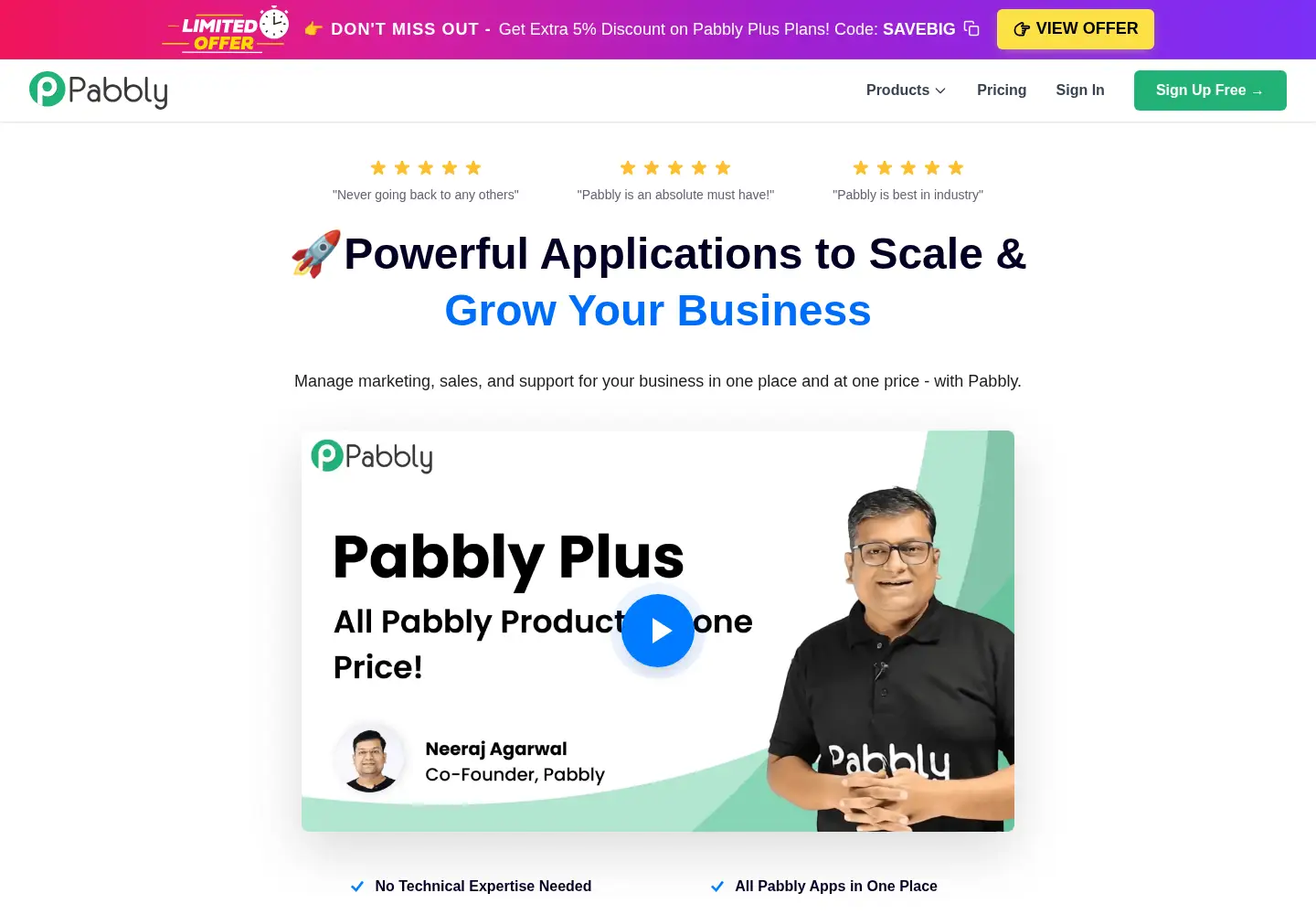 Screenshot of pabbly.com