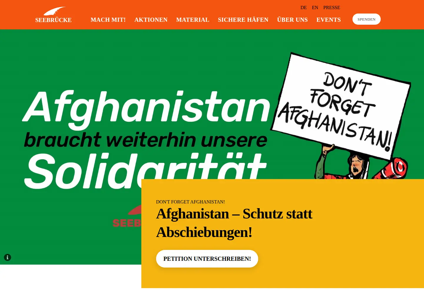 Captured homepage of seebruecke.org in the current scan