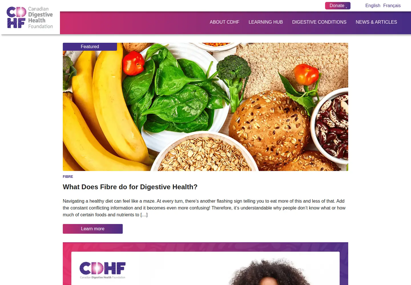 Captured homepage of cdhf.ca in the current scan