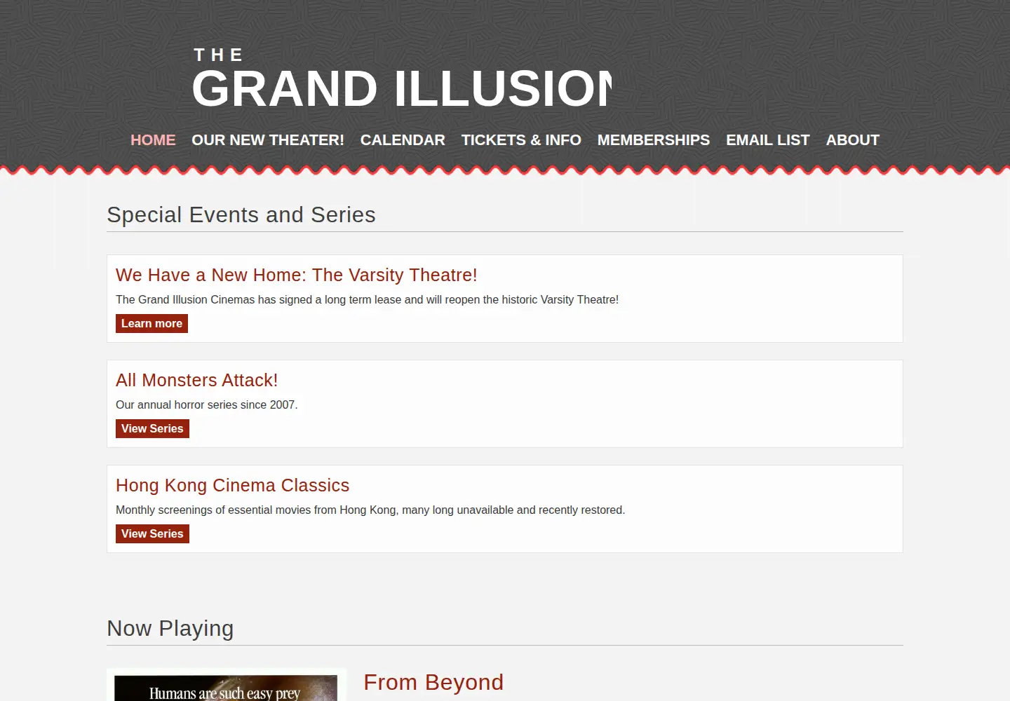 Screenshot of grandillusioncinema.org
