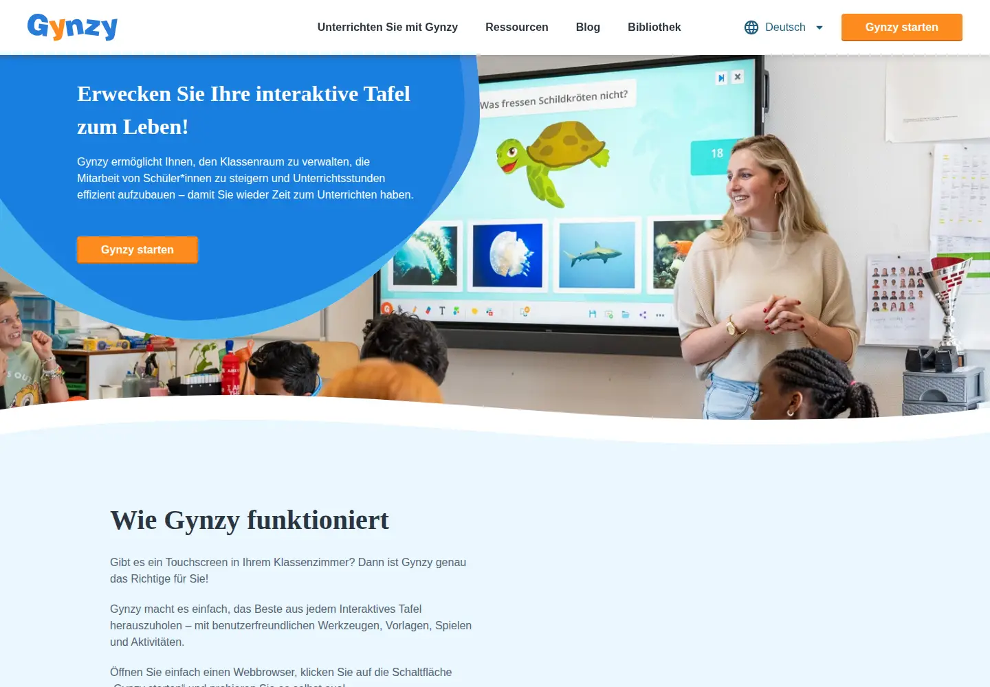 Screenshot of gynzy.com