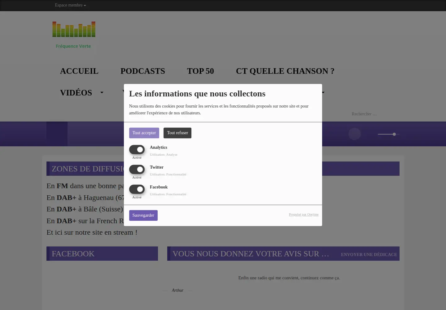 Captured homepage of frequenceverte.fr in the current scan
