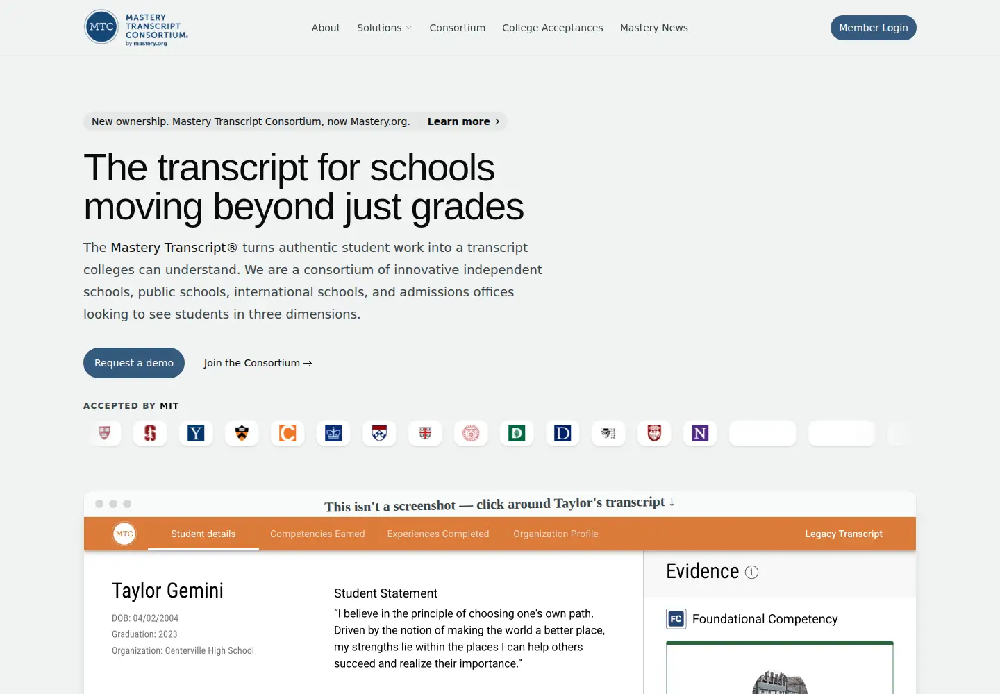 Screenshot of mastery.org