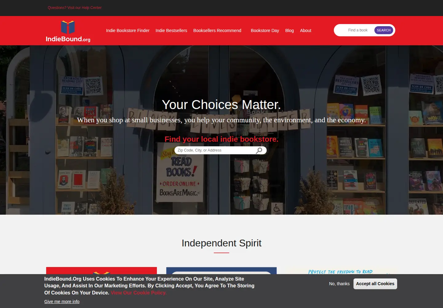 Screenshot of indiebound.org