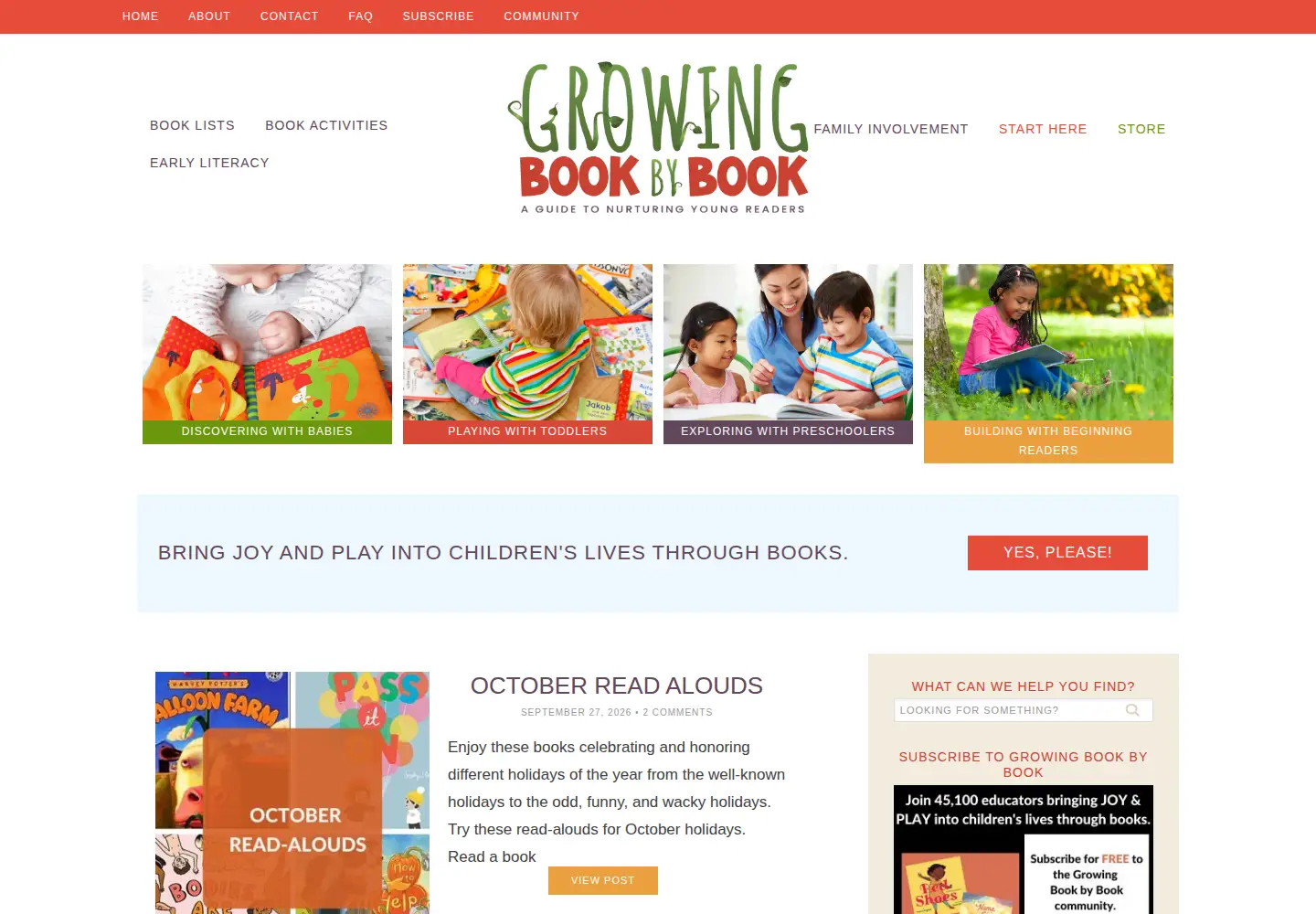 Screenshot of growingbookbybook.com