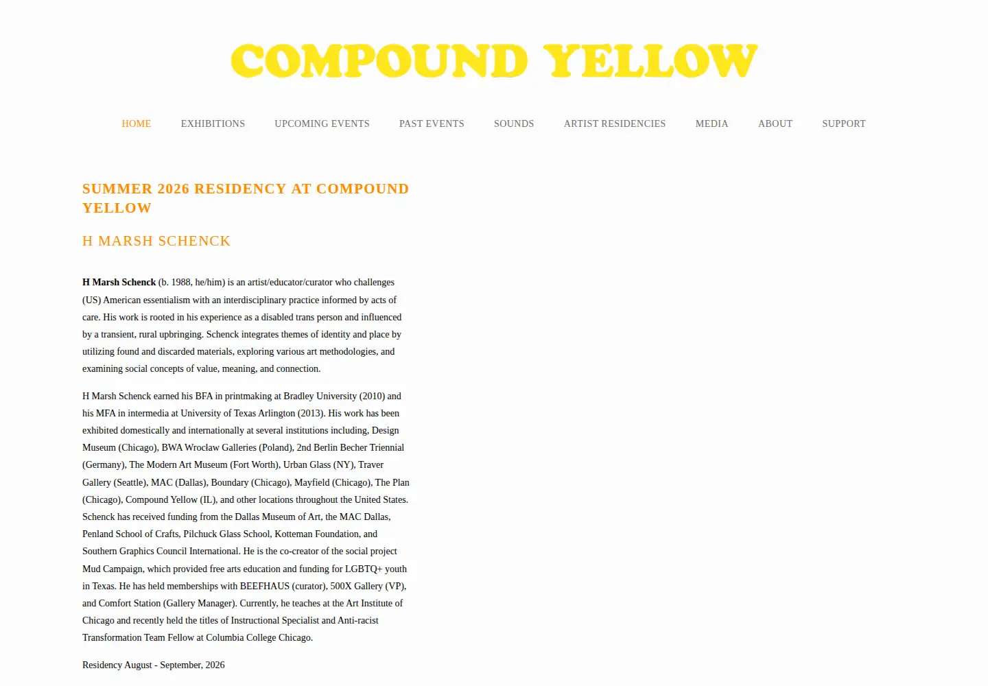 Captured homepage of compoundyellow.com in the current scan