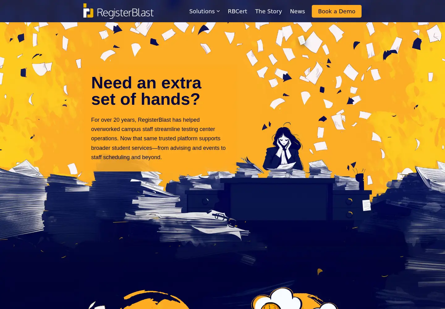 Captured homepage of registerblast.com in the current scan
