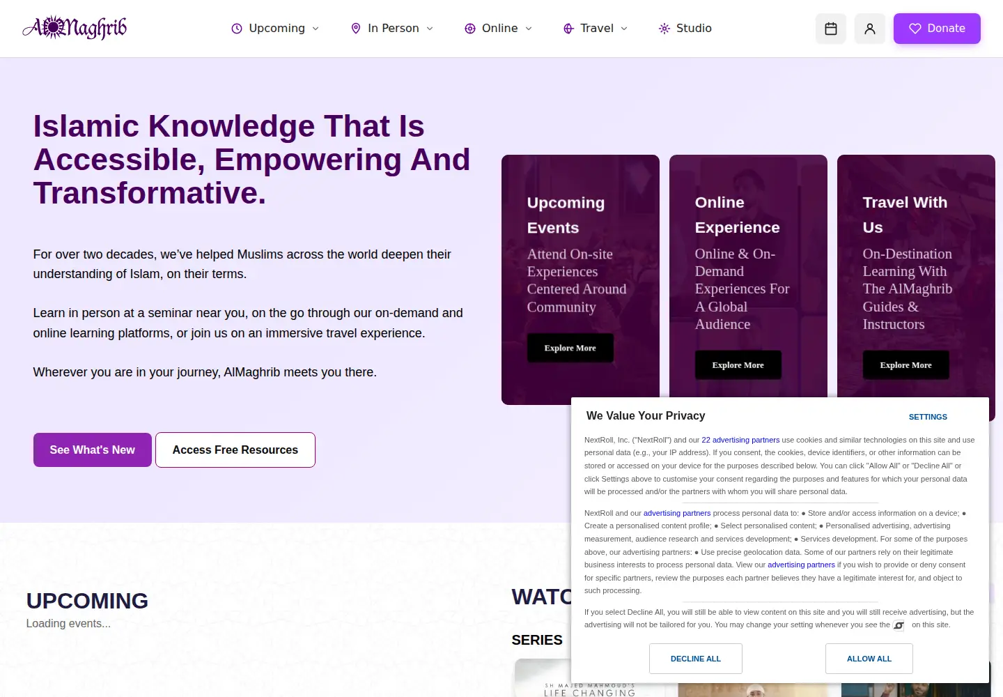 Screenshot of almaghrib.org