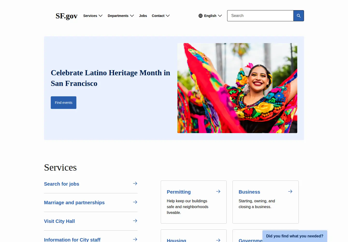 Screenshot of sf.gov