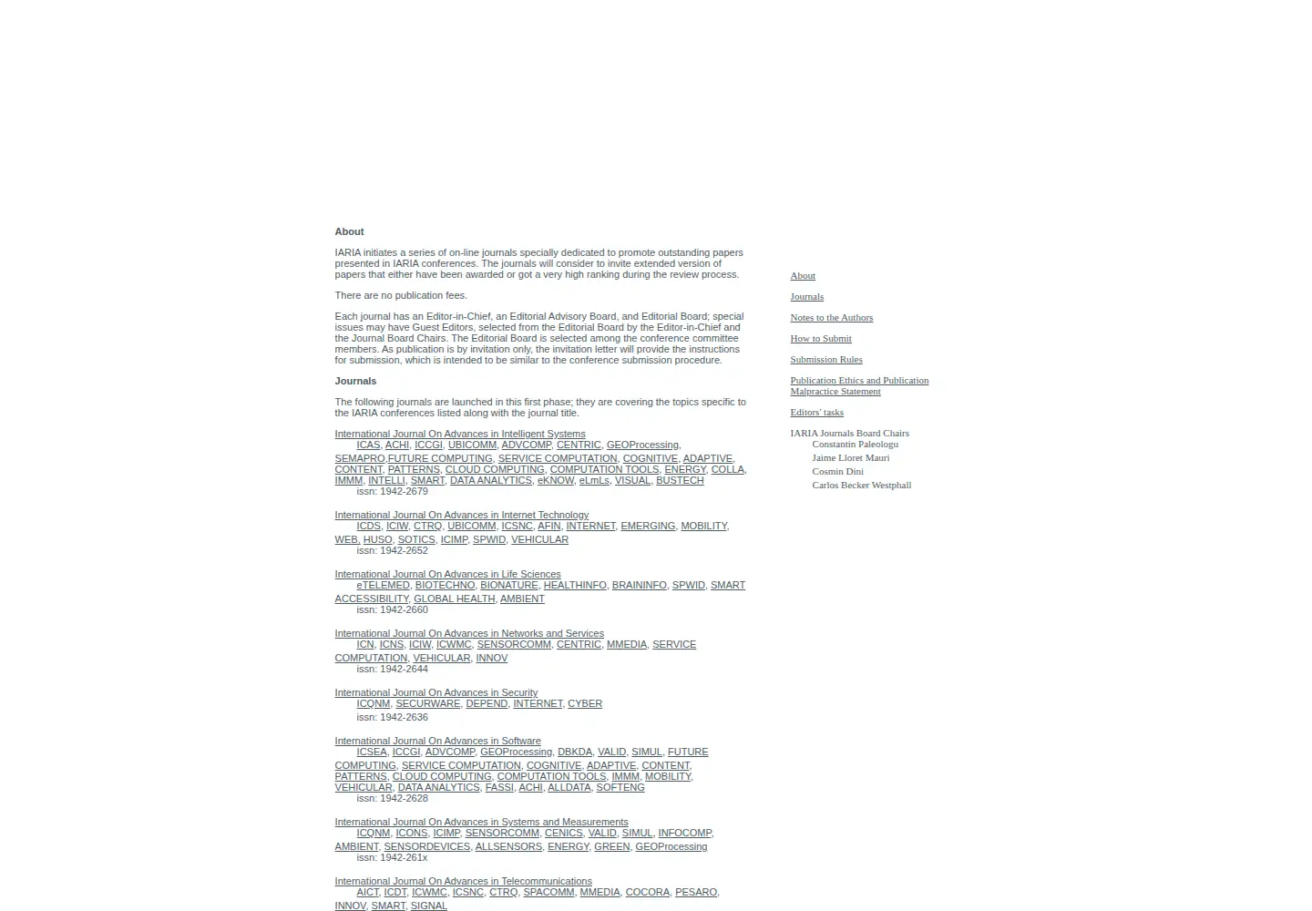 Screenshot of iariajournals.org