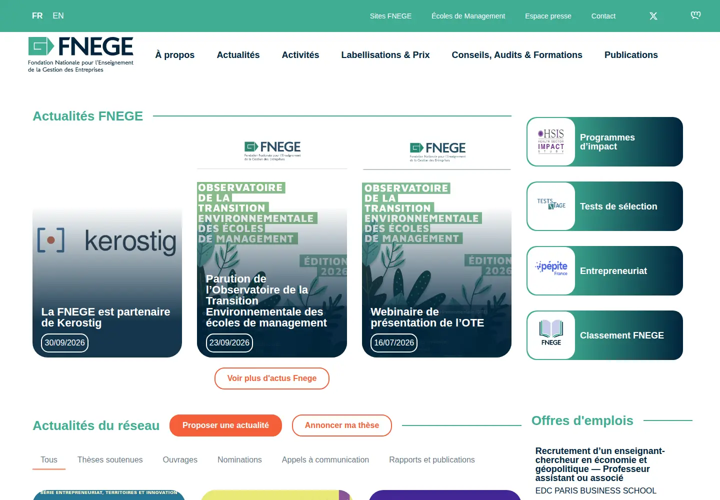 Screenshot of fnege.org