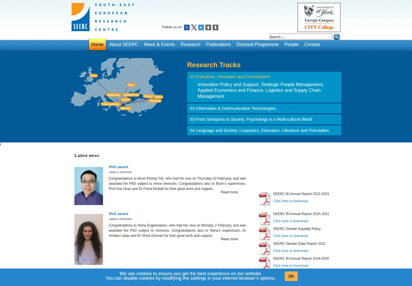 Captured homepage of seerc.org in the current scan