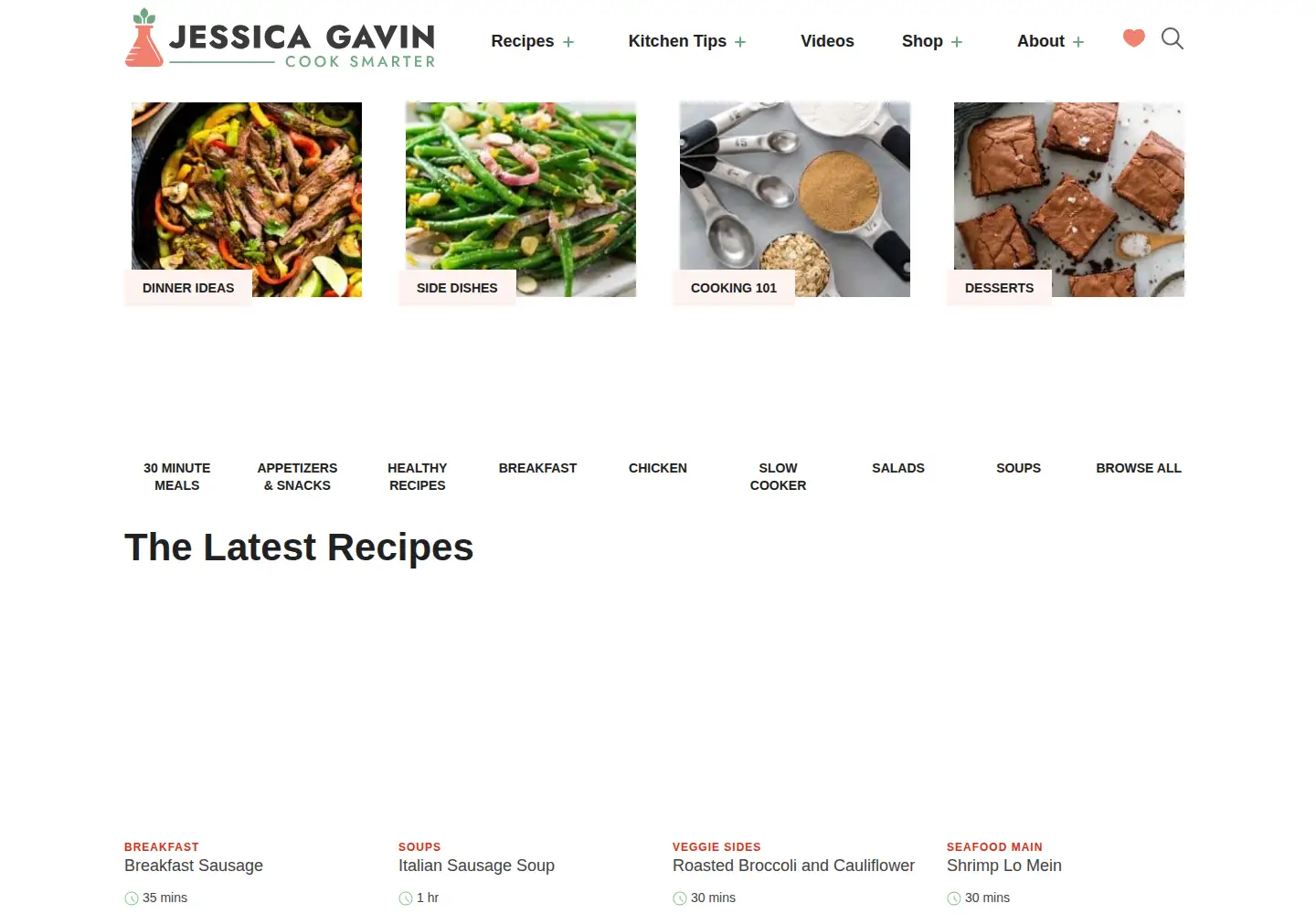 Screenshot of jessicagavin.com