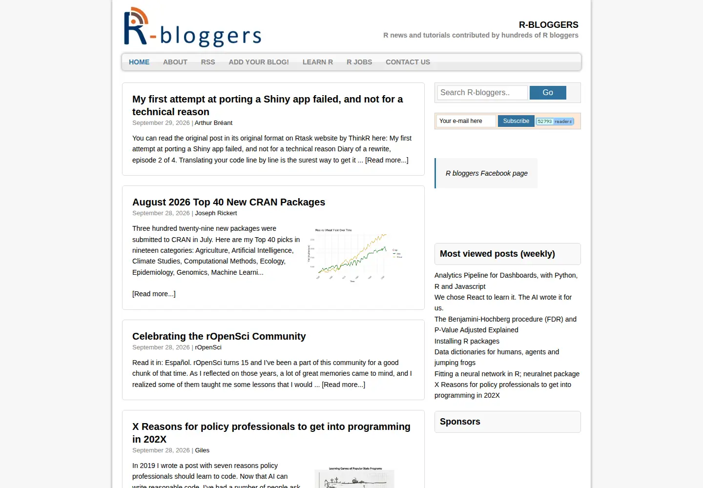 Screenshot of r-bloggers.com