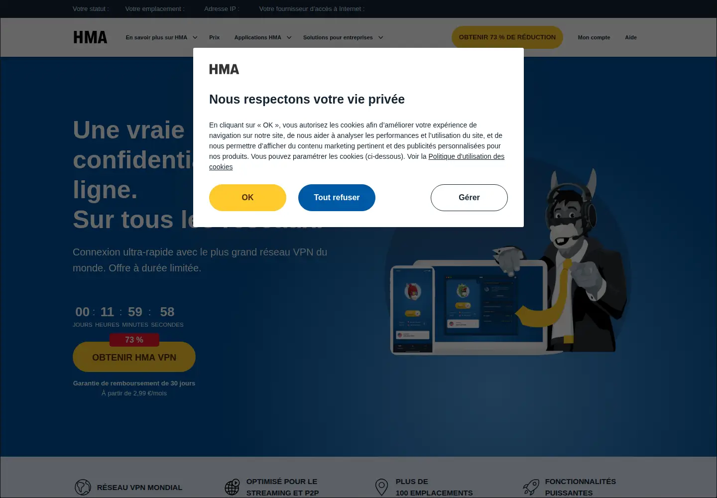 Screenshot of hidemyass.com