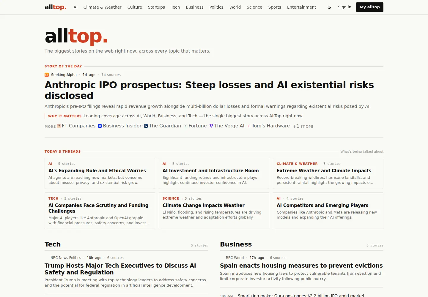 Screenshot of alltop.com