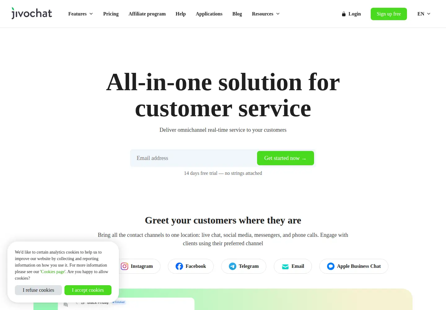 Screenshot of jivochat.com