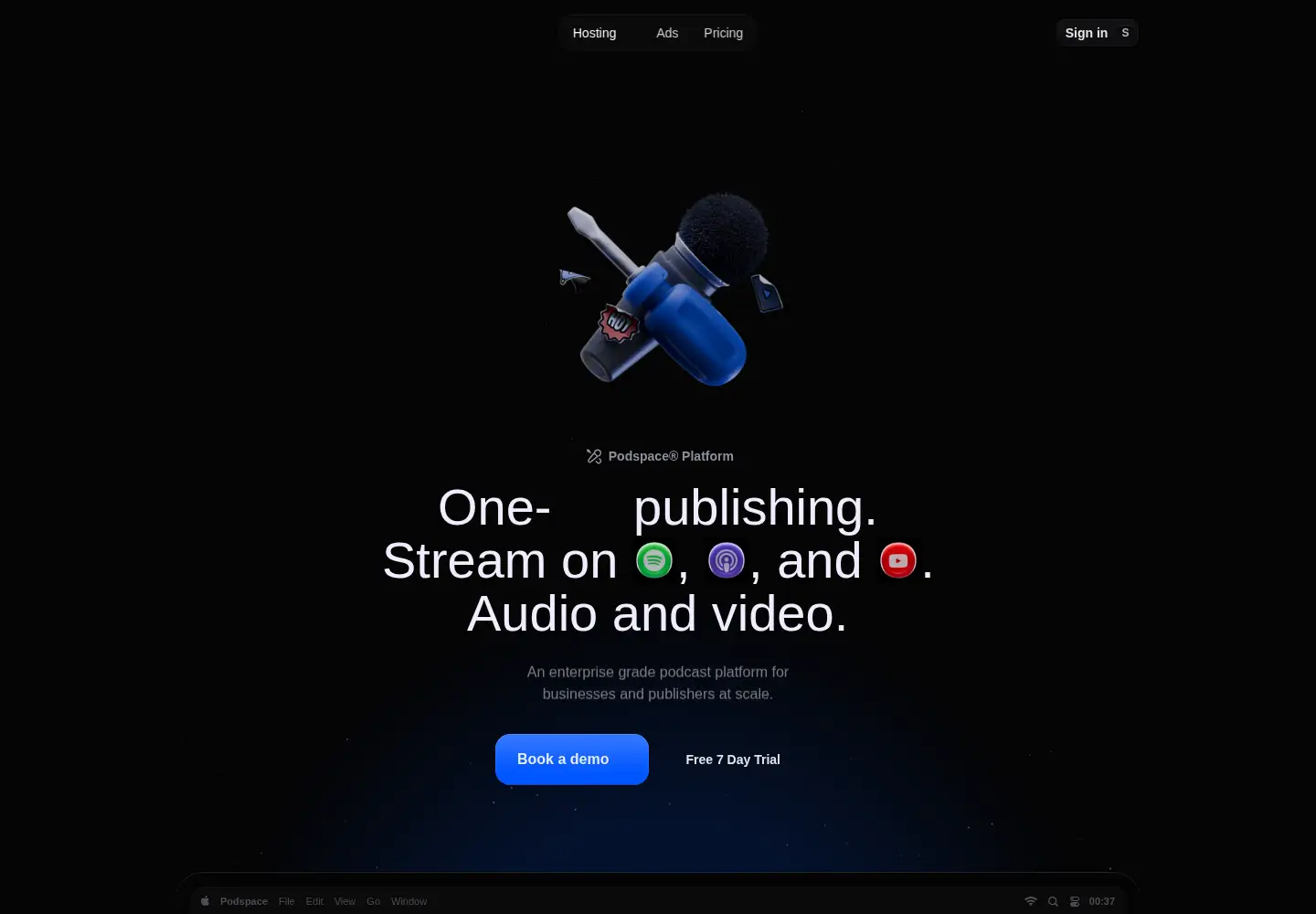 Screenshot of podspace.com