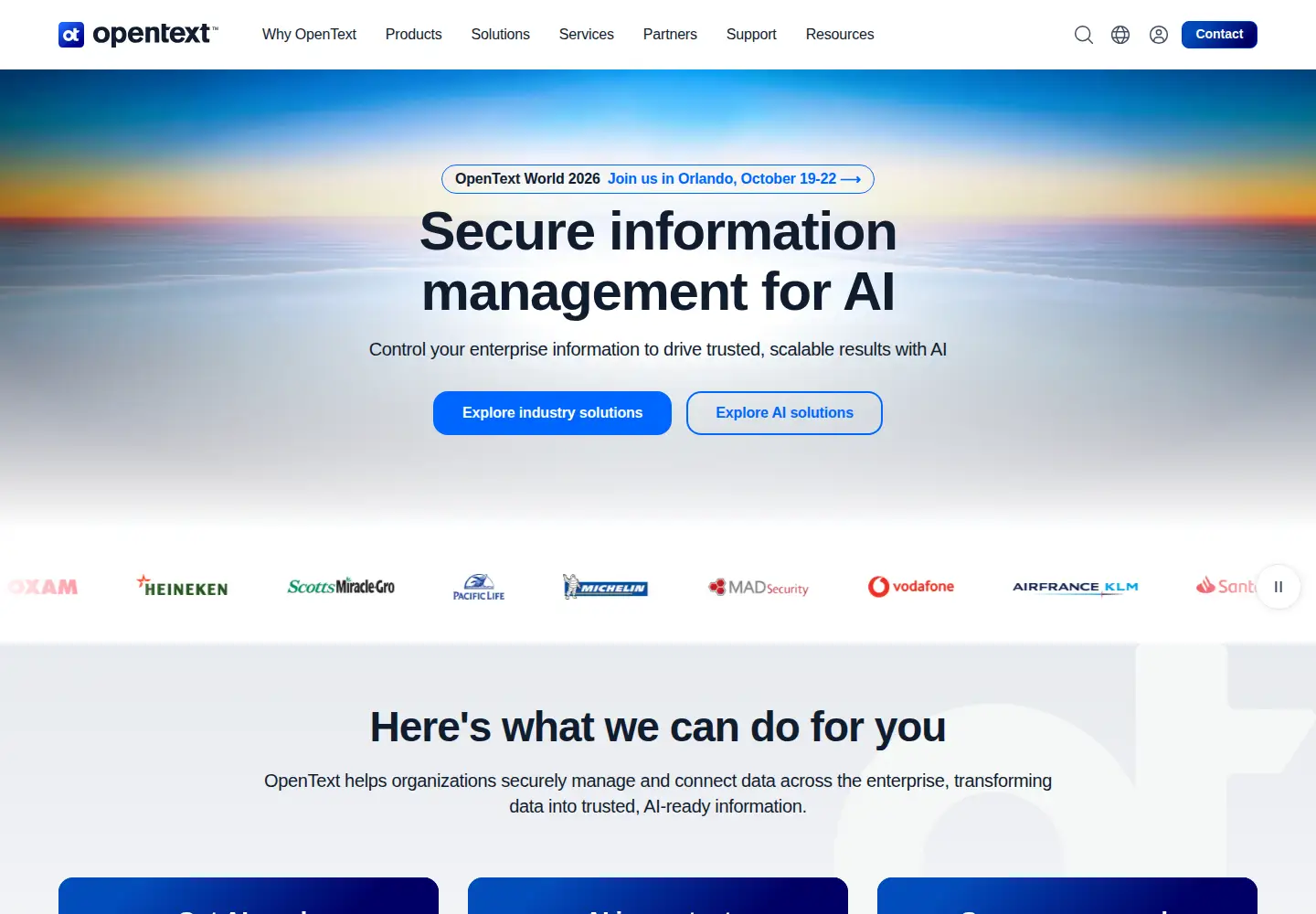 Screenshot of opentext.com