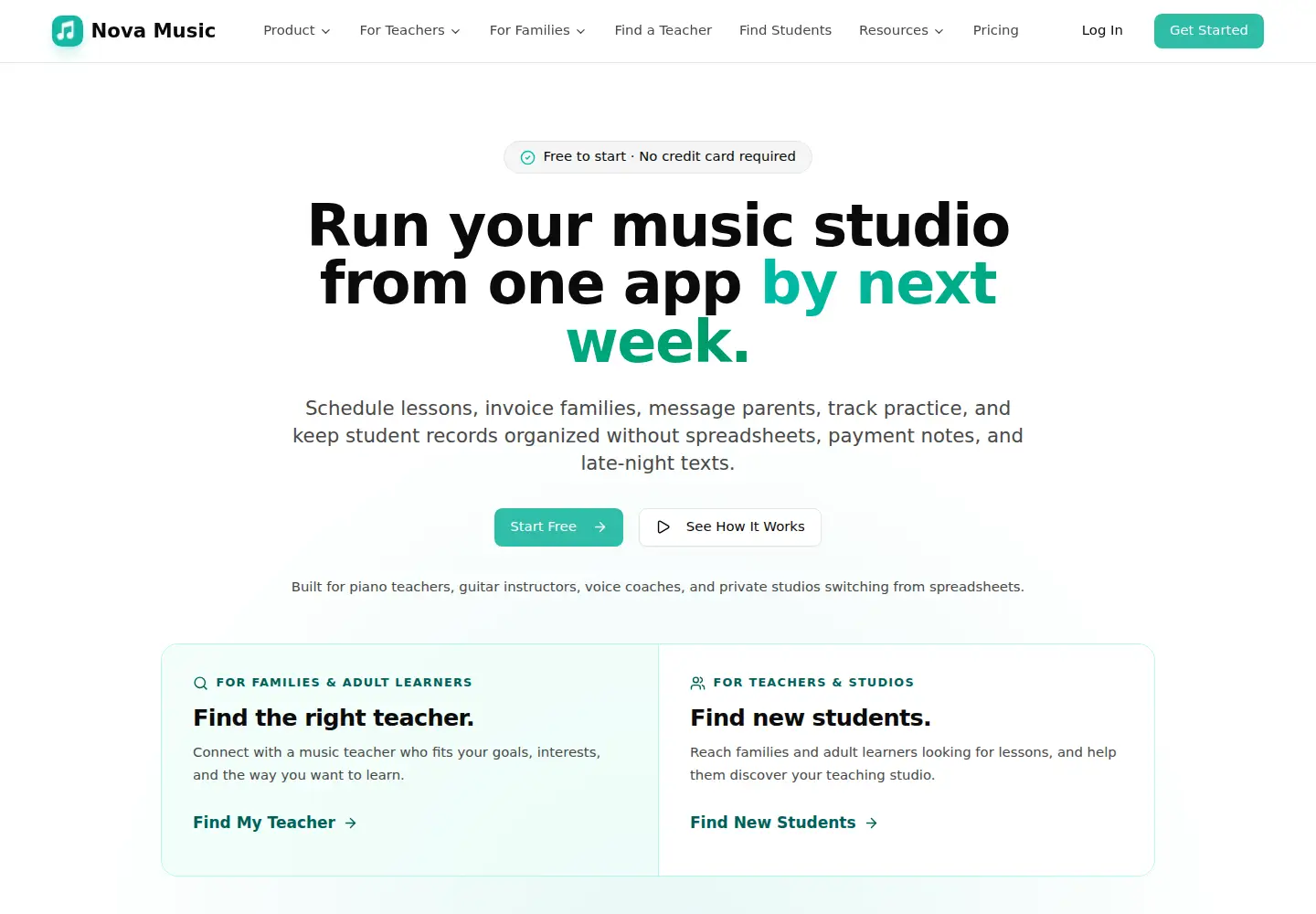 Screenshot of trynovamusic.com