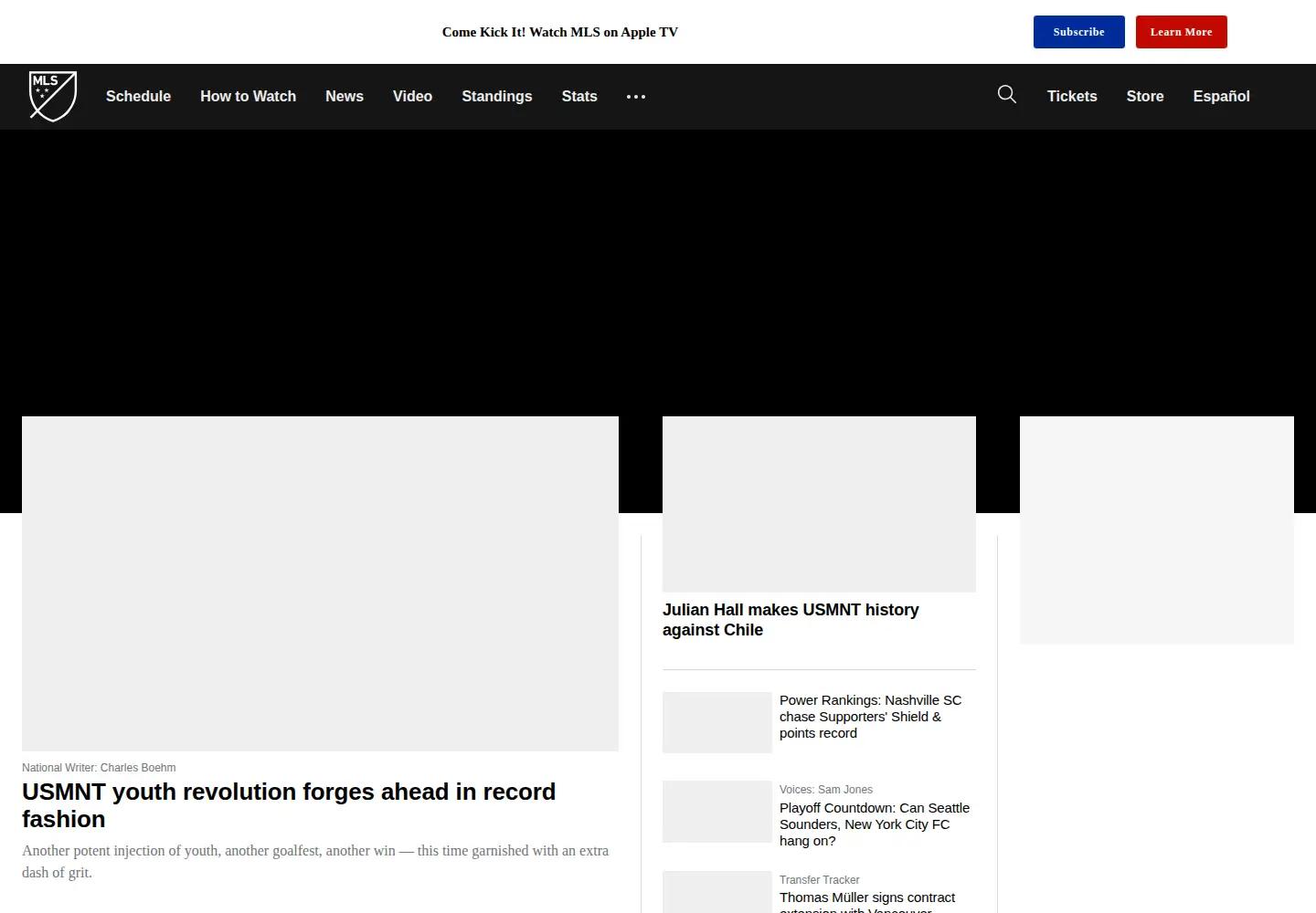 Screenshot of mlssoccer.com