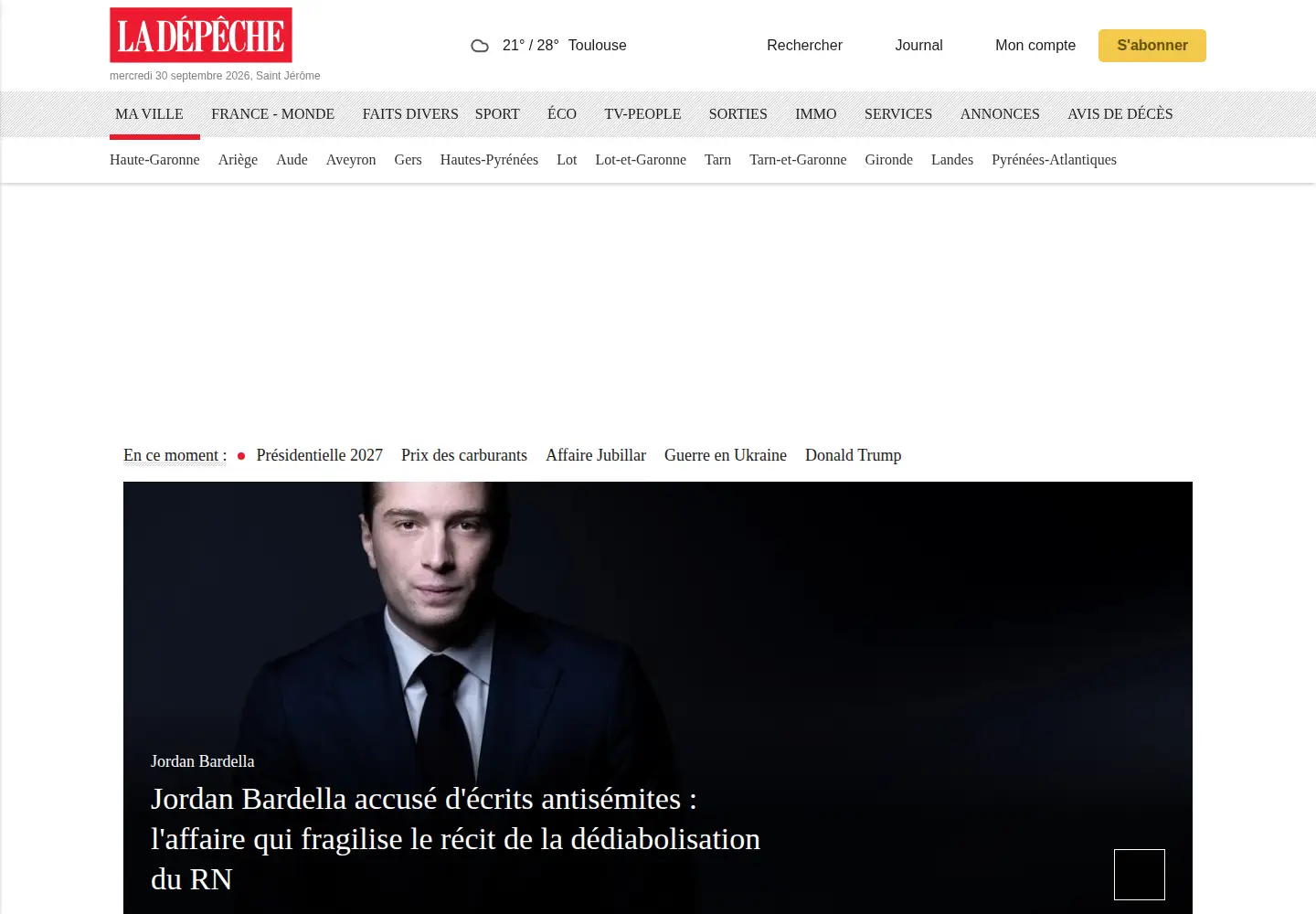 Screenshot of ladepeche.fr