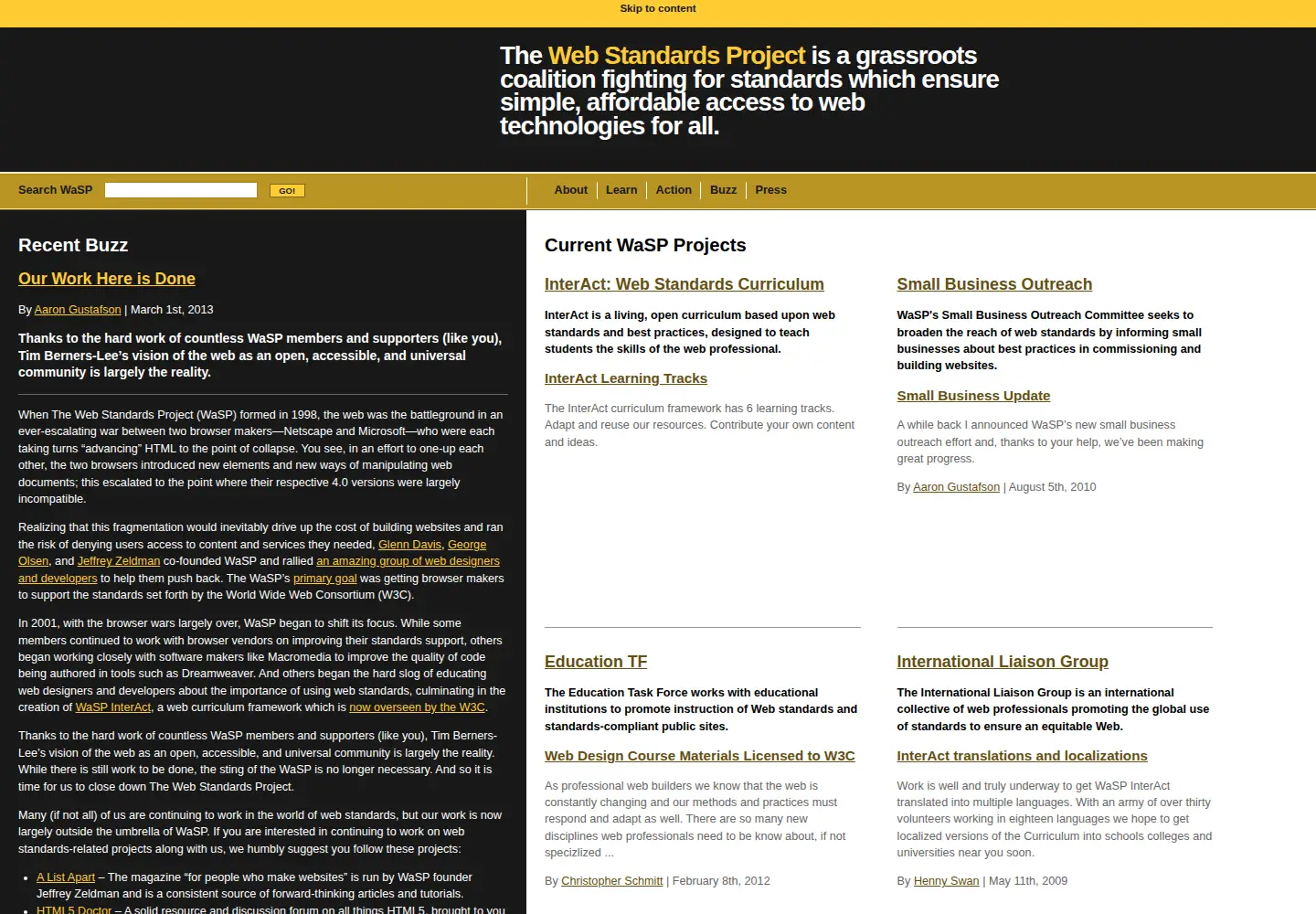 Screenshot of webstandards.org