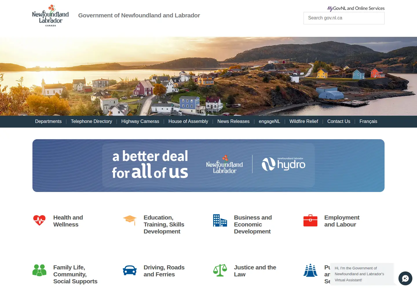 Screenshot of gov.nl.ca
