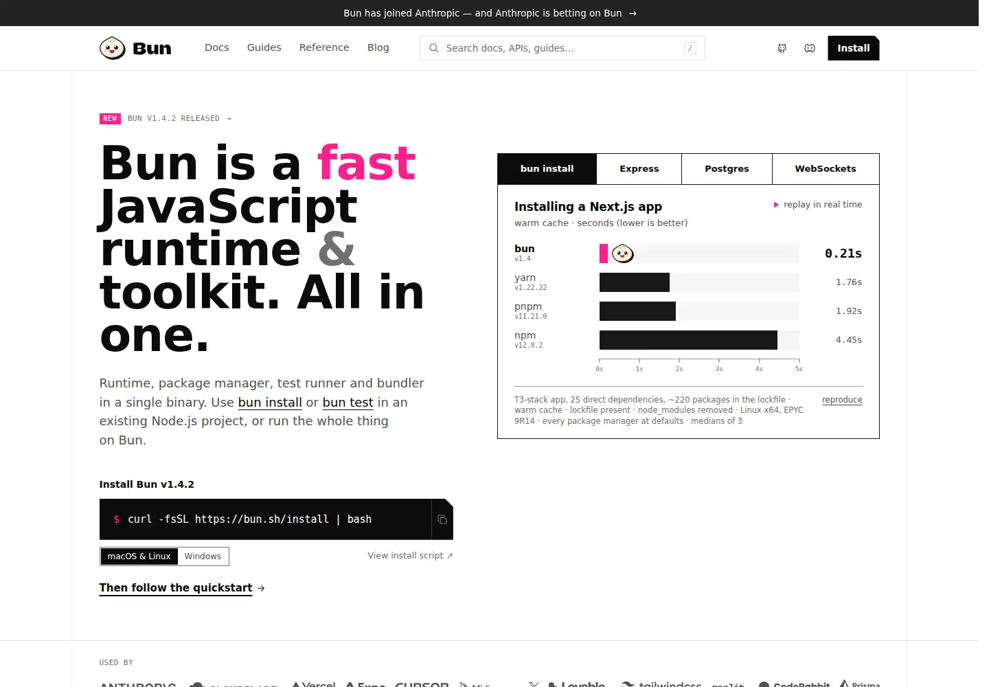 Screenshot of bun.sh