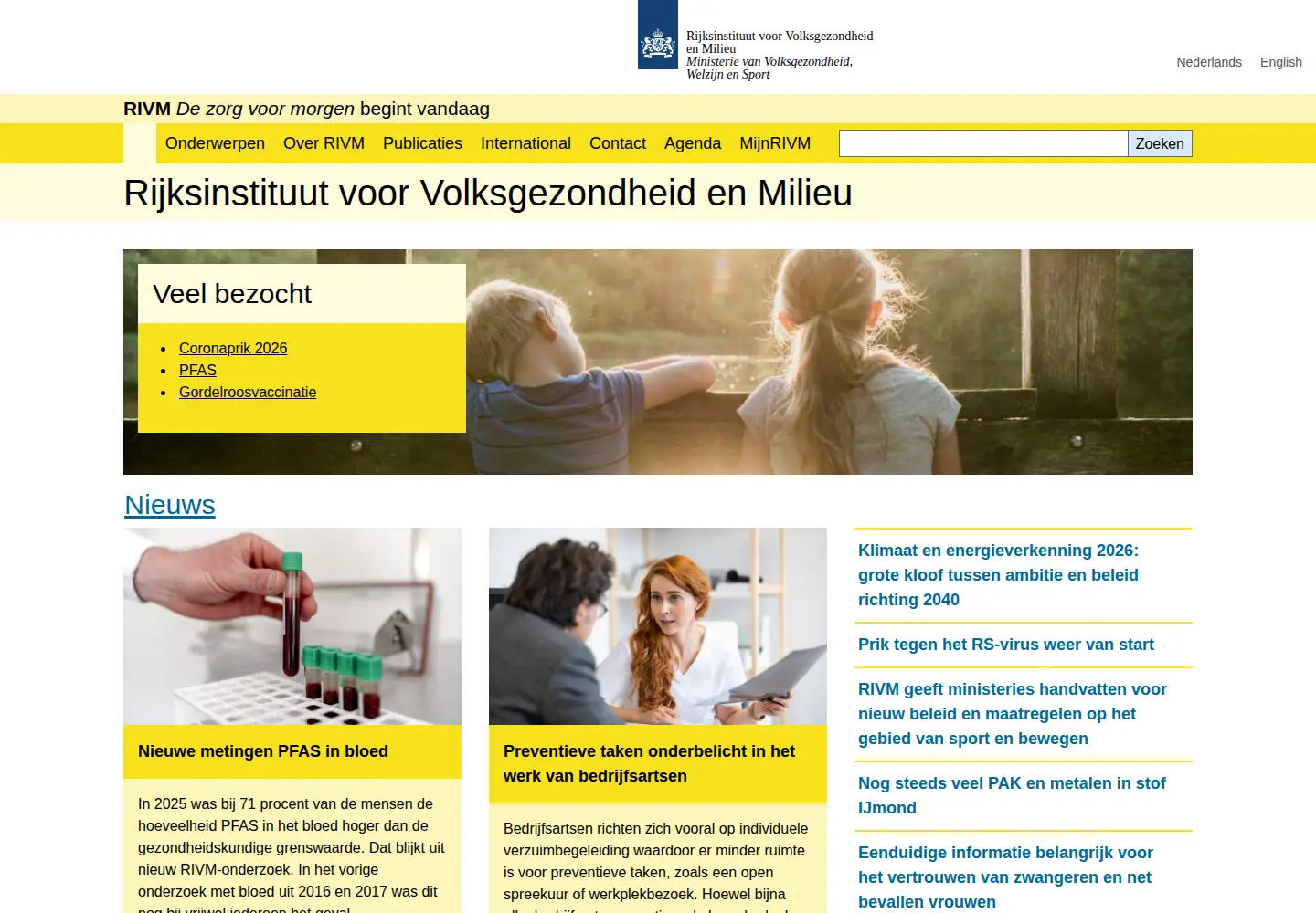 Screenshot of rivm.nl