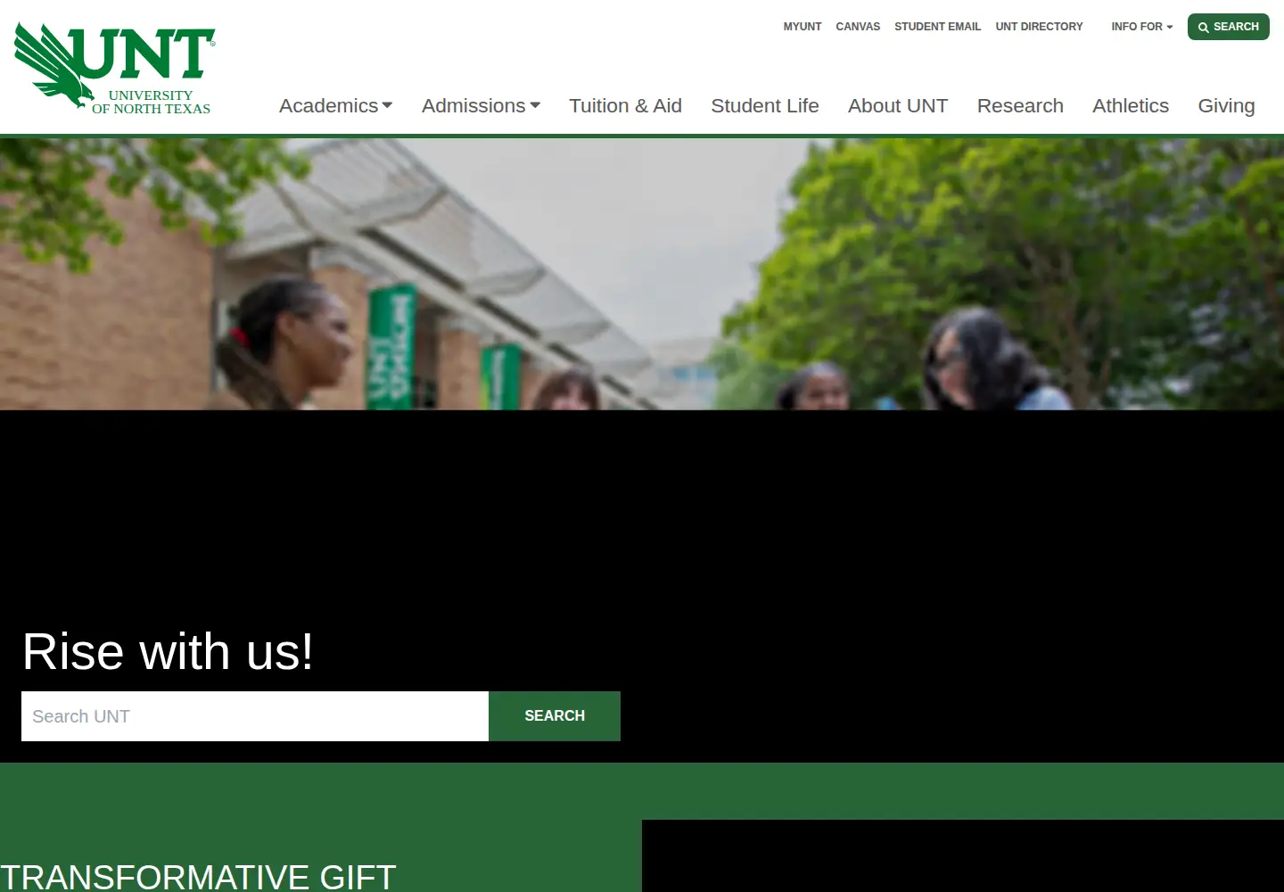 Screenshot of unt.edu