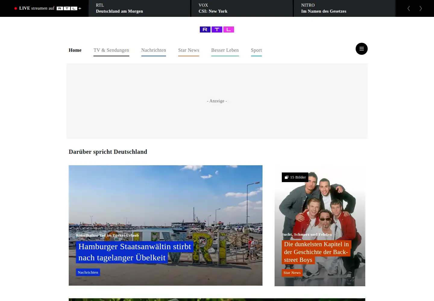 Screenshot of rtl.de