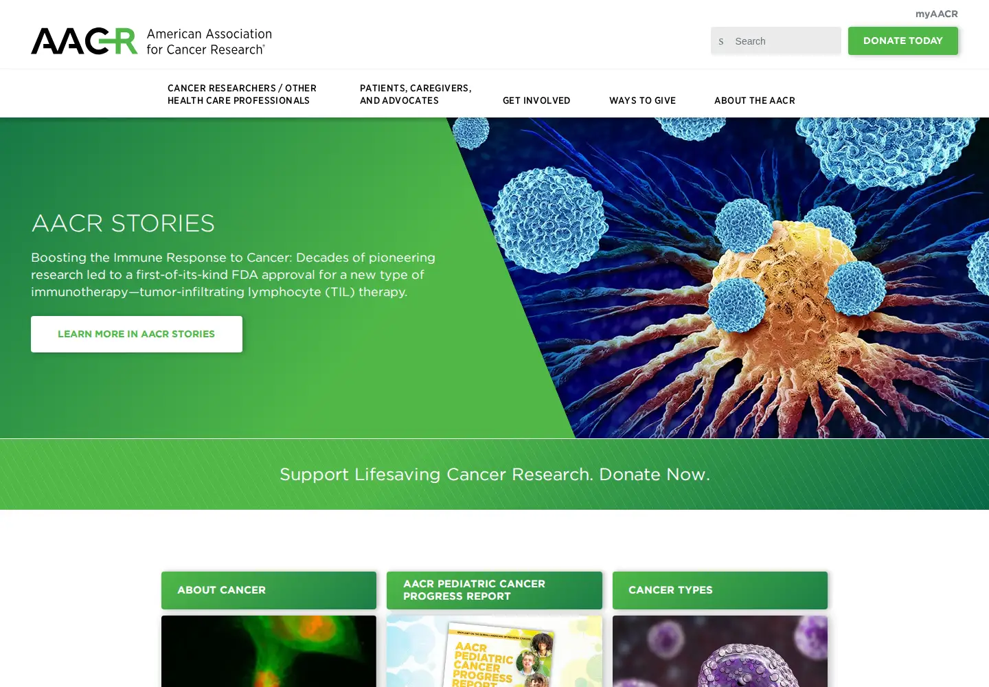 Screenshot of aacr.org