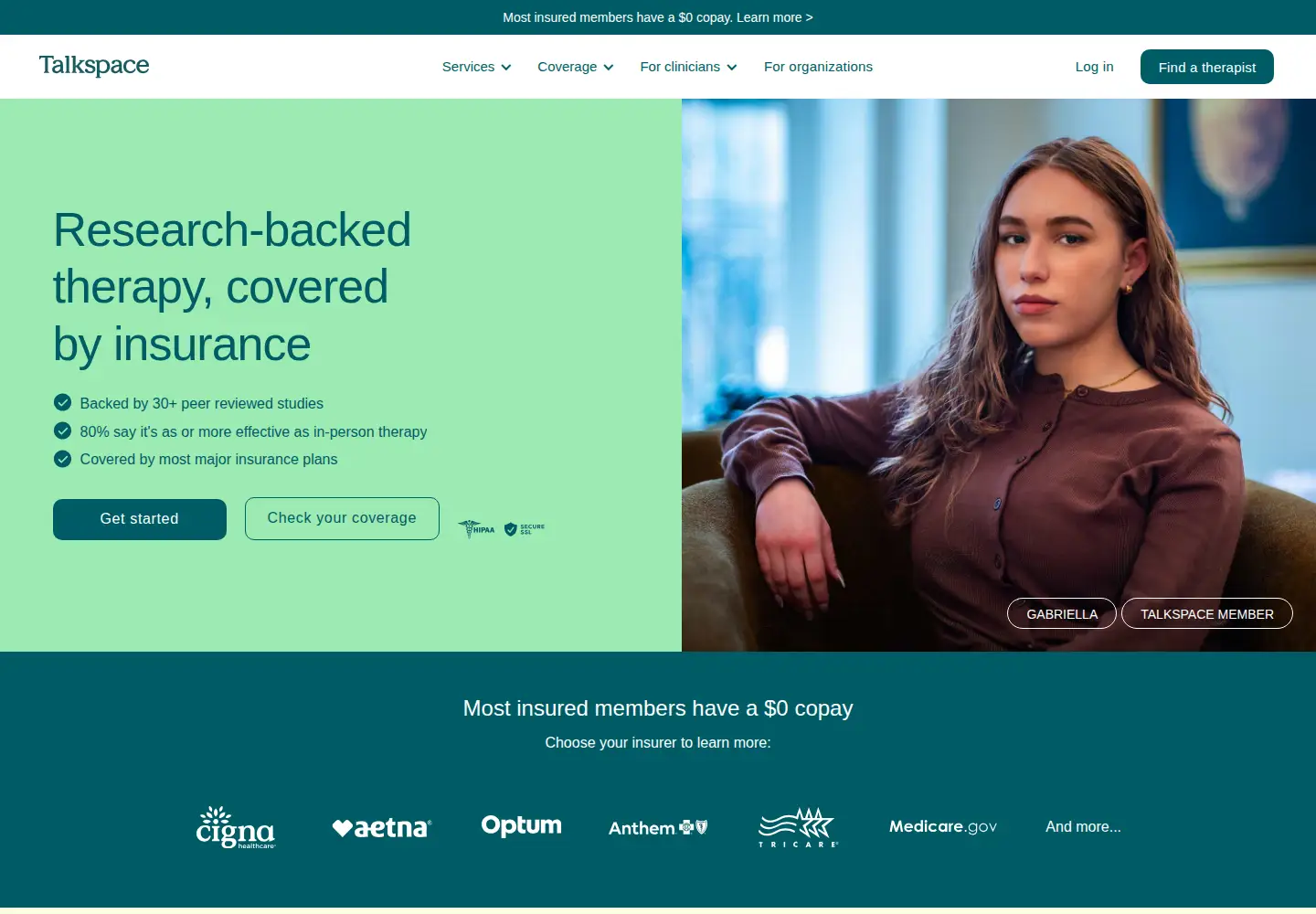 Screenshot of talkspace.com