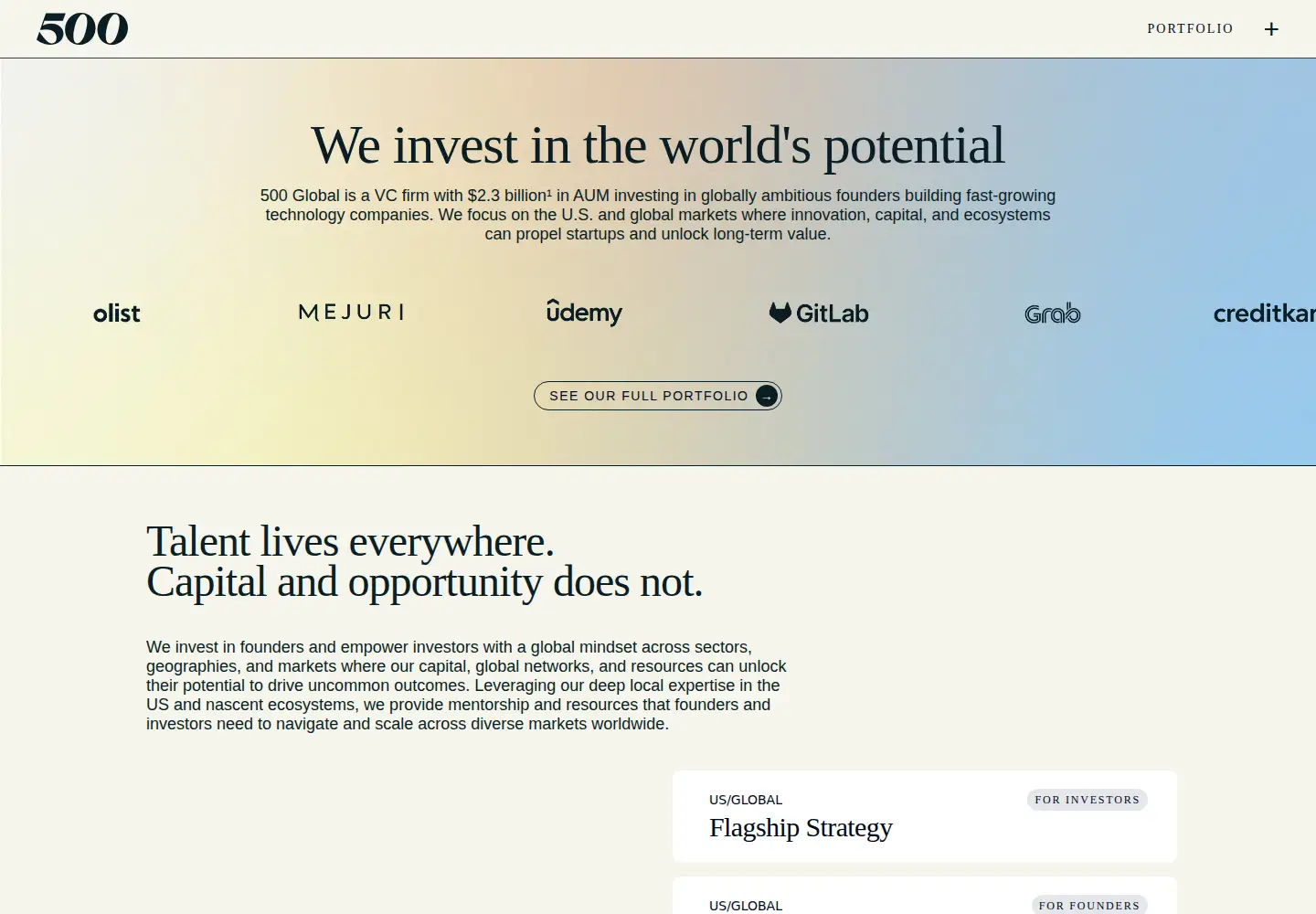 Screenshot of 500.co