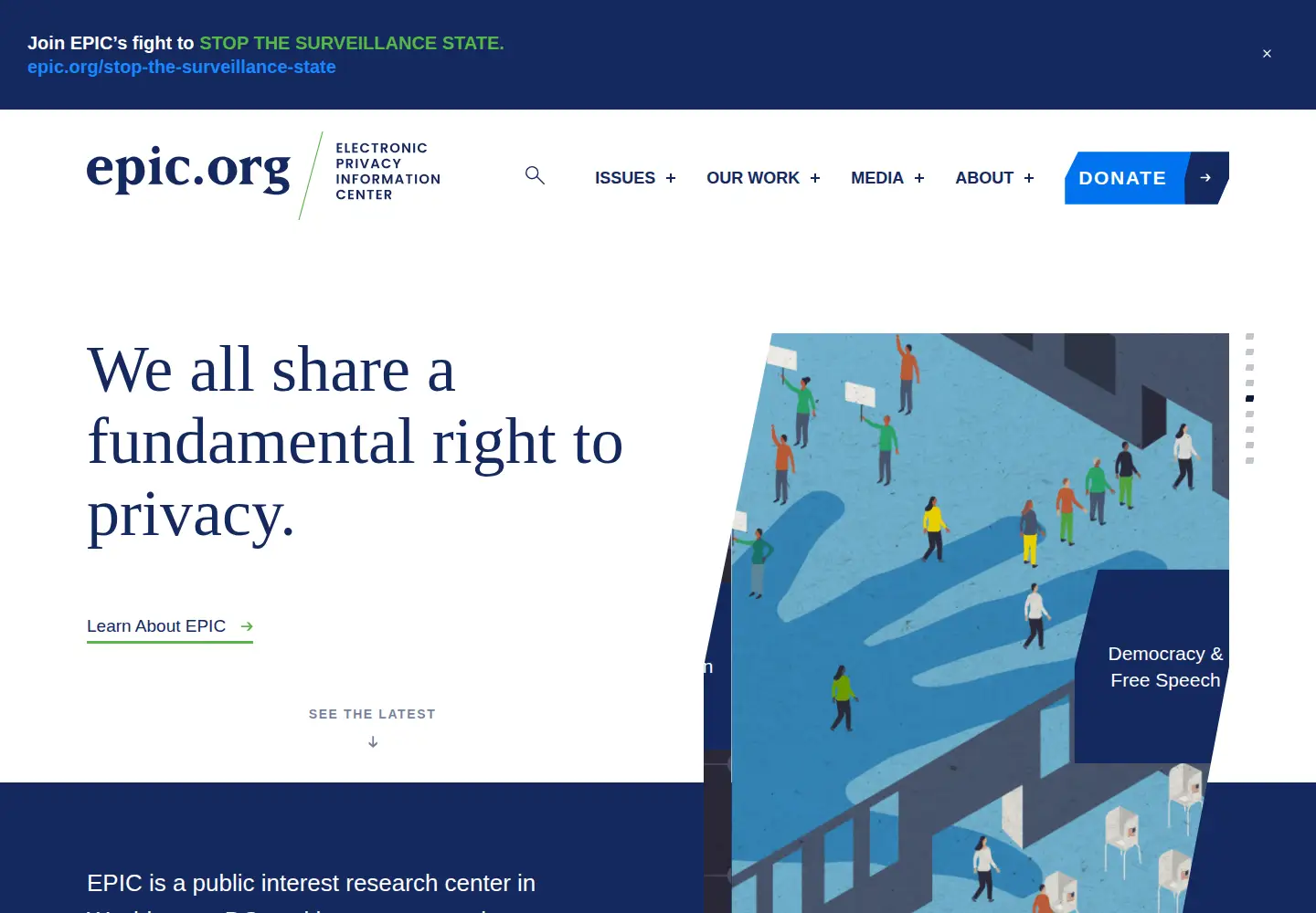 Screenshot of epic.org