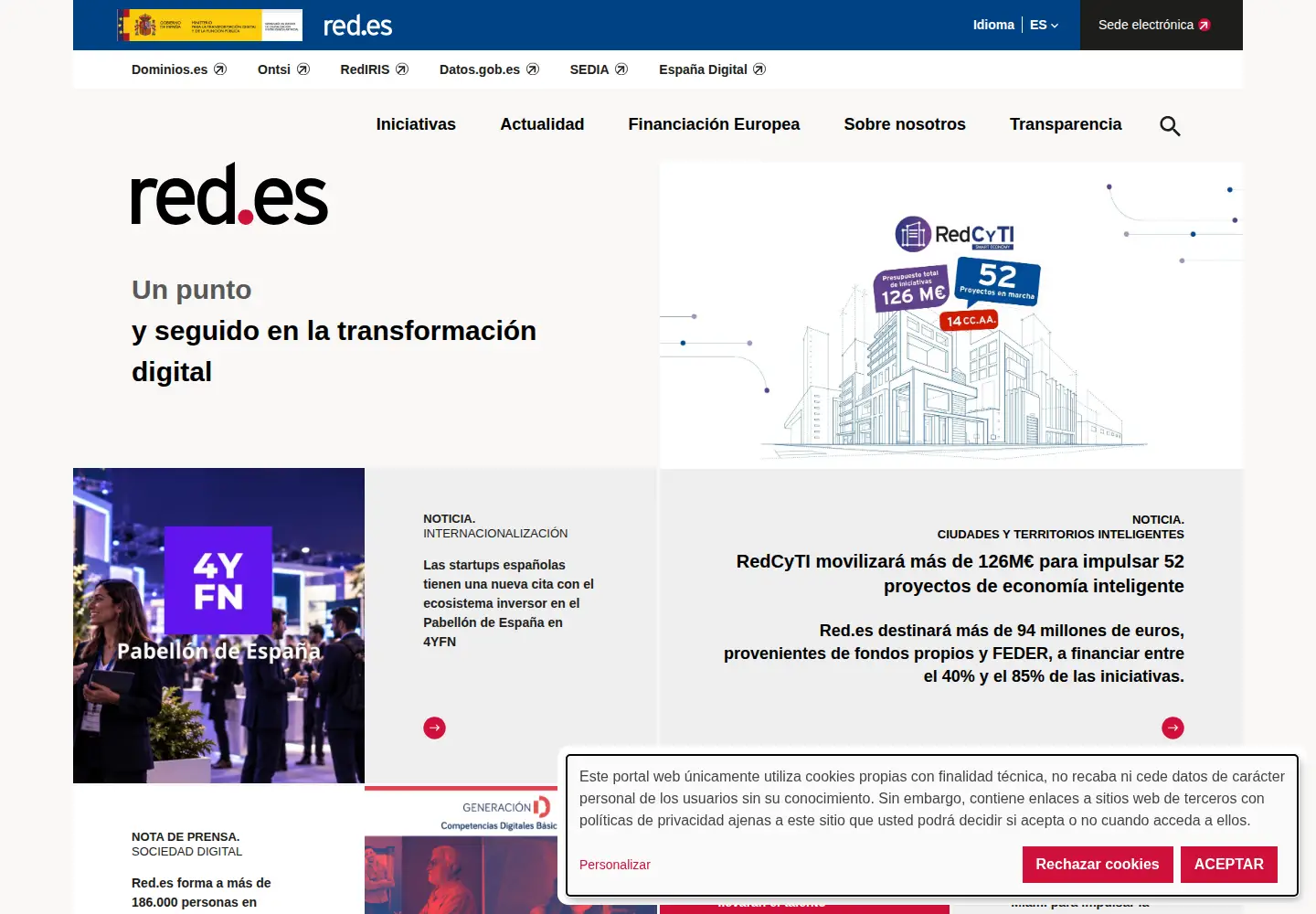Screenshot of red.es