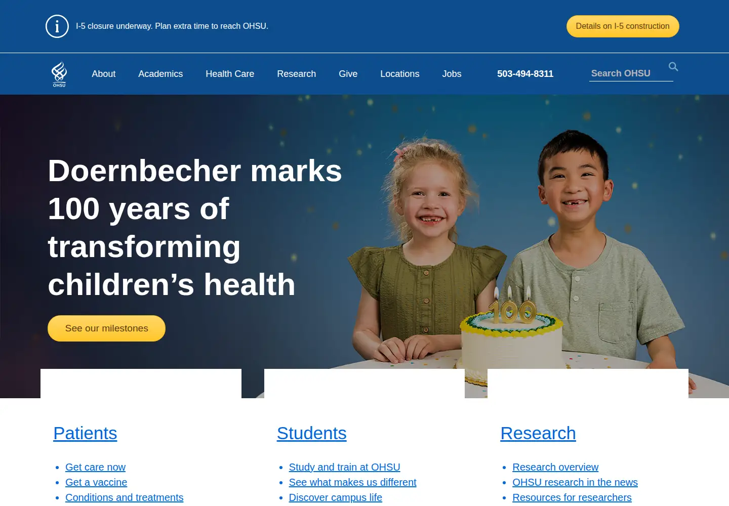 Screenshot of ohsu.edu