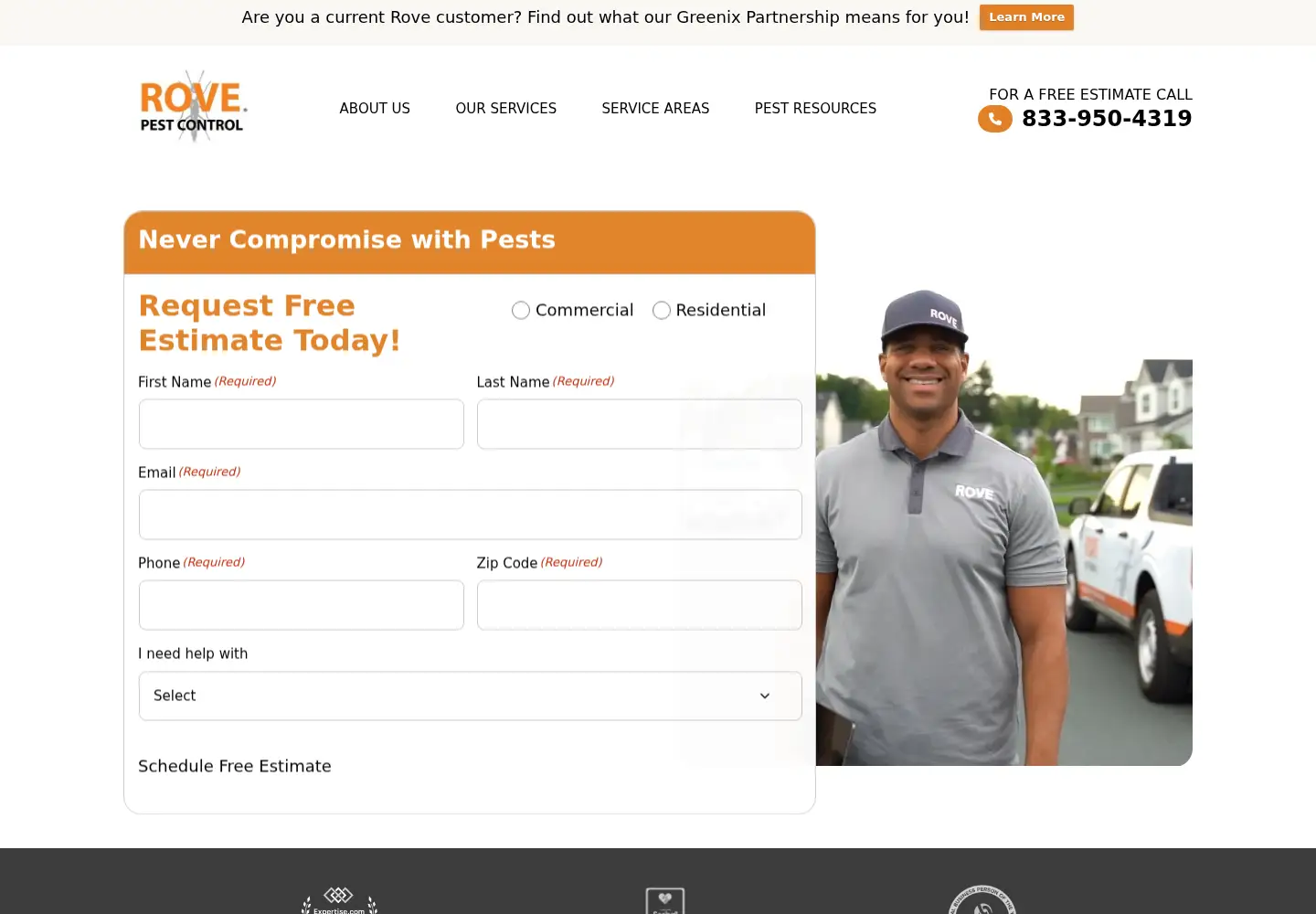 Screenshot of rovepestcontrol.com