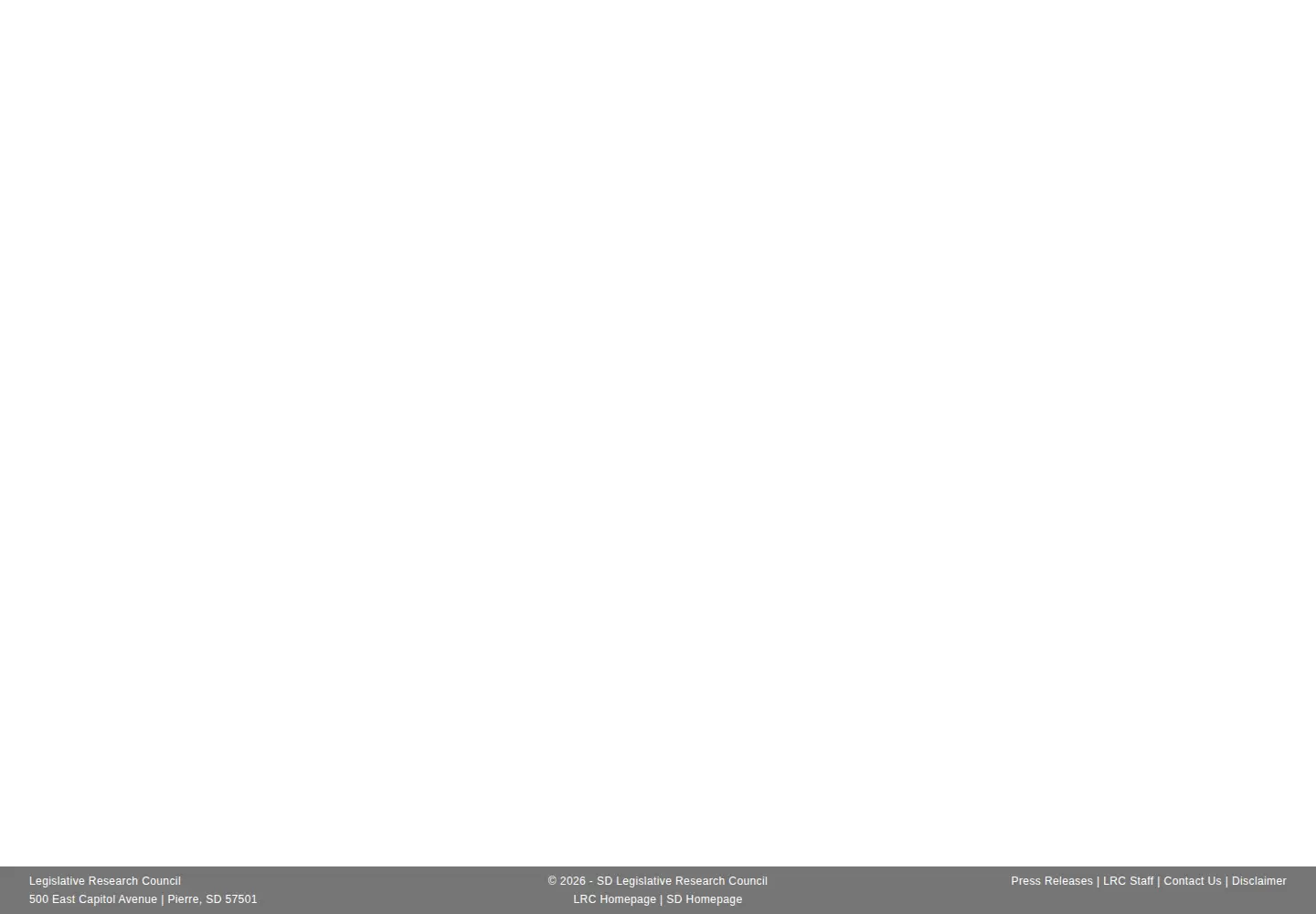 Screenshot of sdlegislature.gov