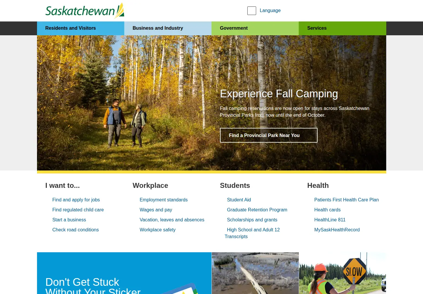 Screenshot of saskatchewan.ca