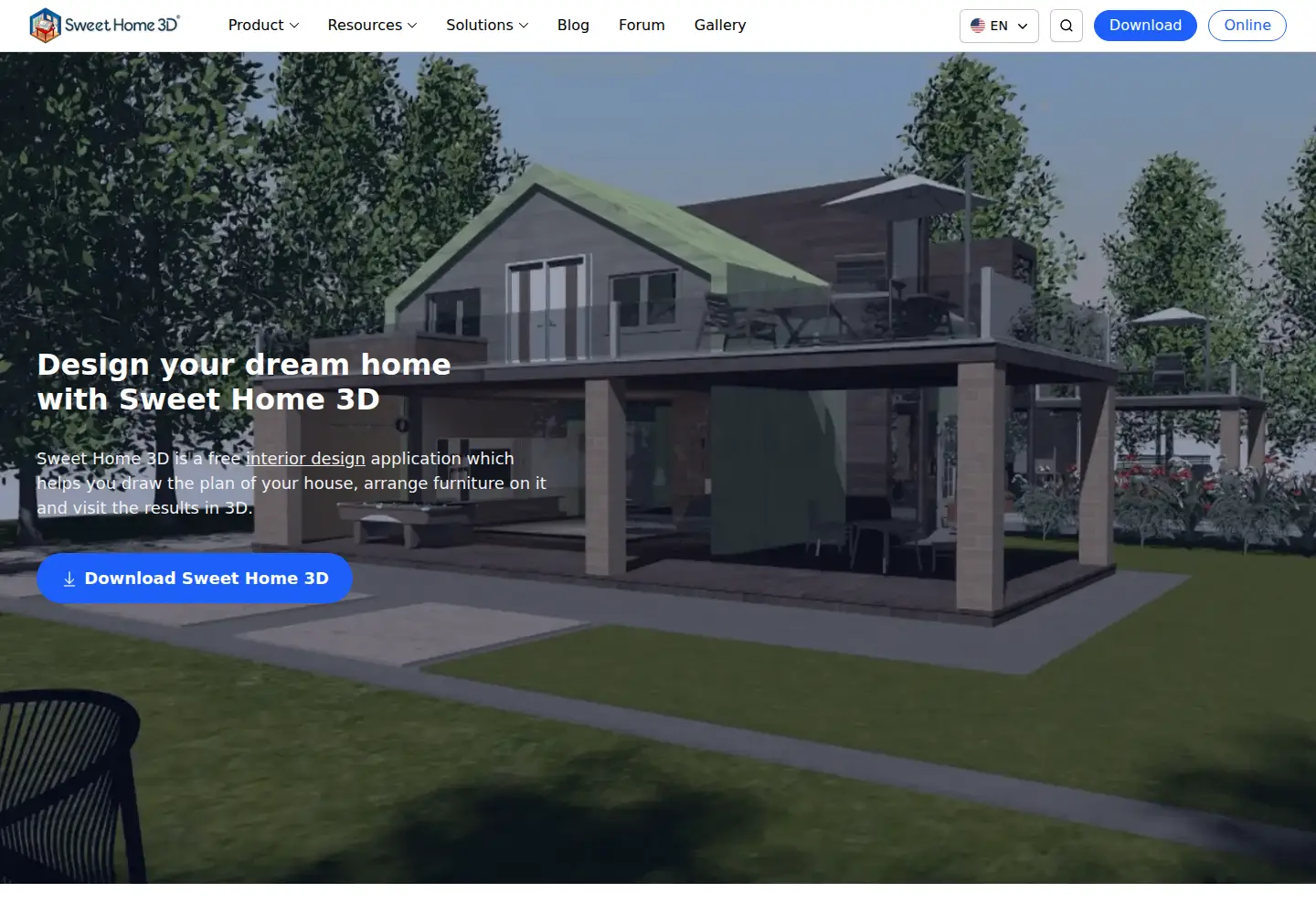 Screenshot of sweethome3d.com