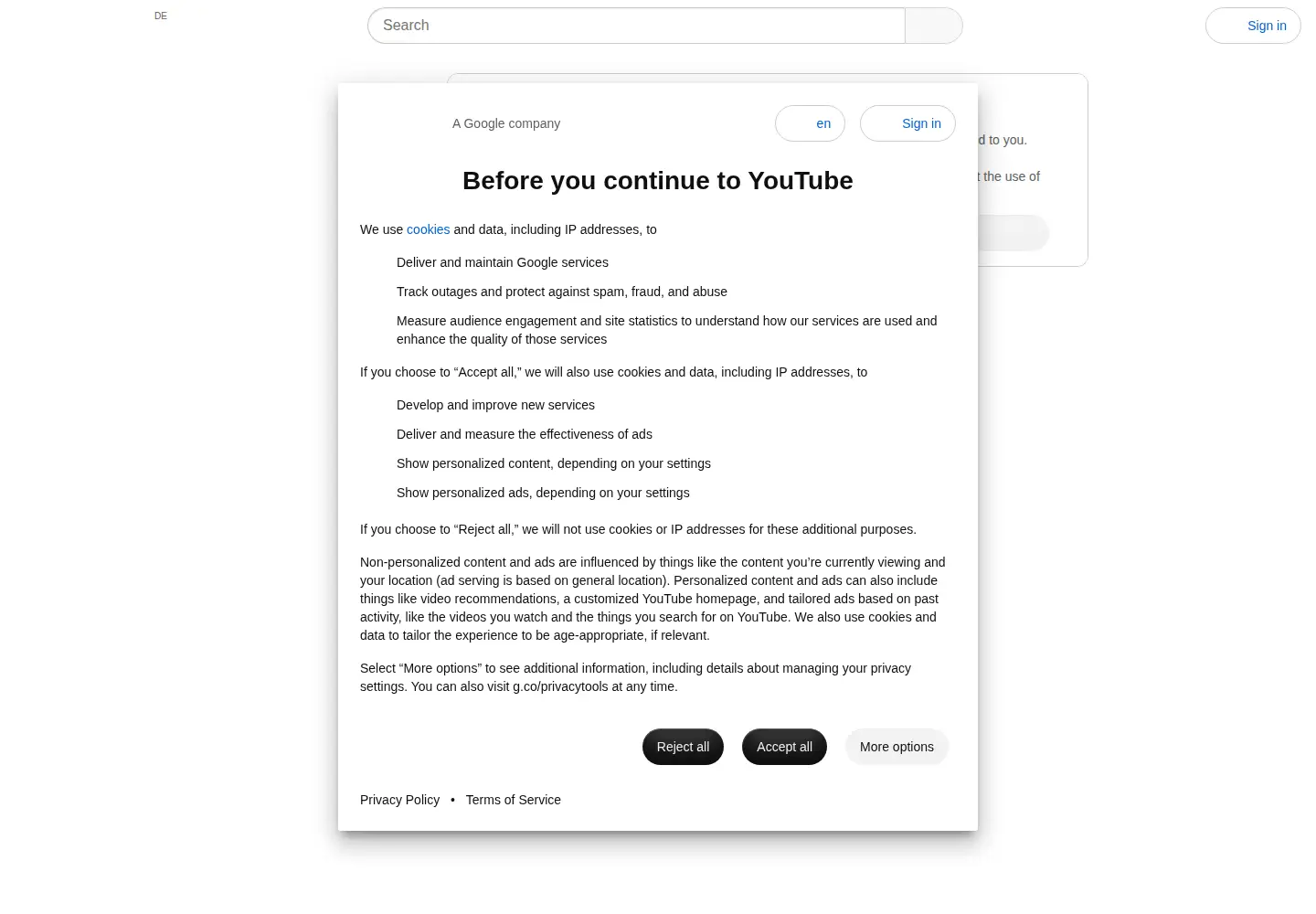 Screenshot of youtube.com