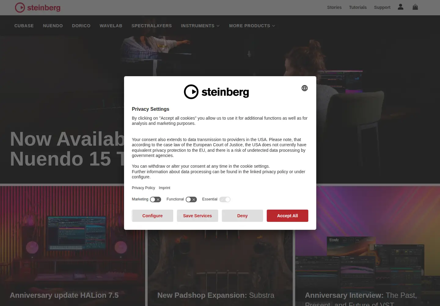 Screenshot of steinberg.net