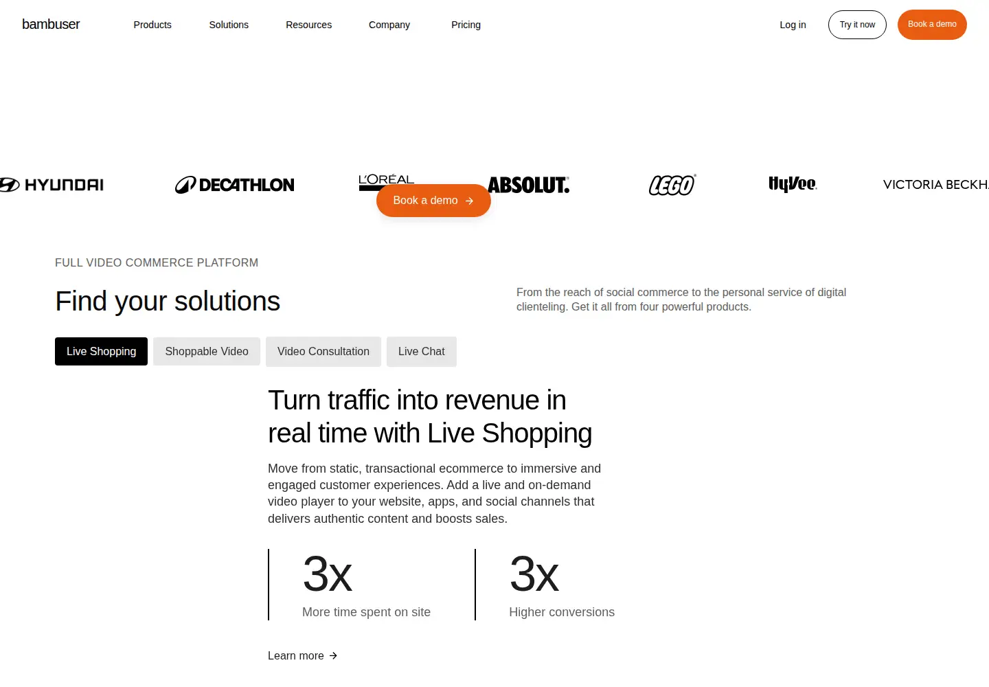 Screenshot of bambuser.com