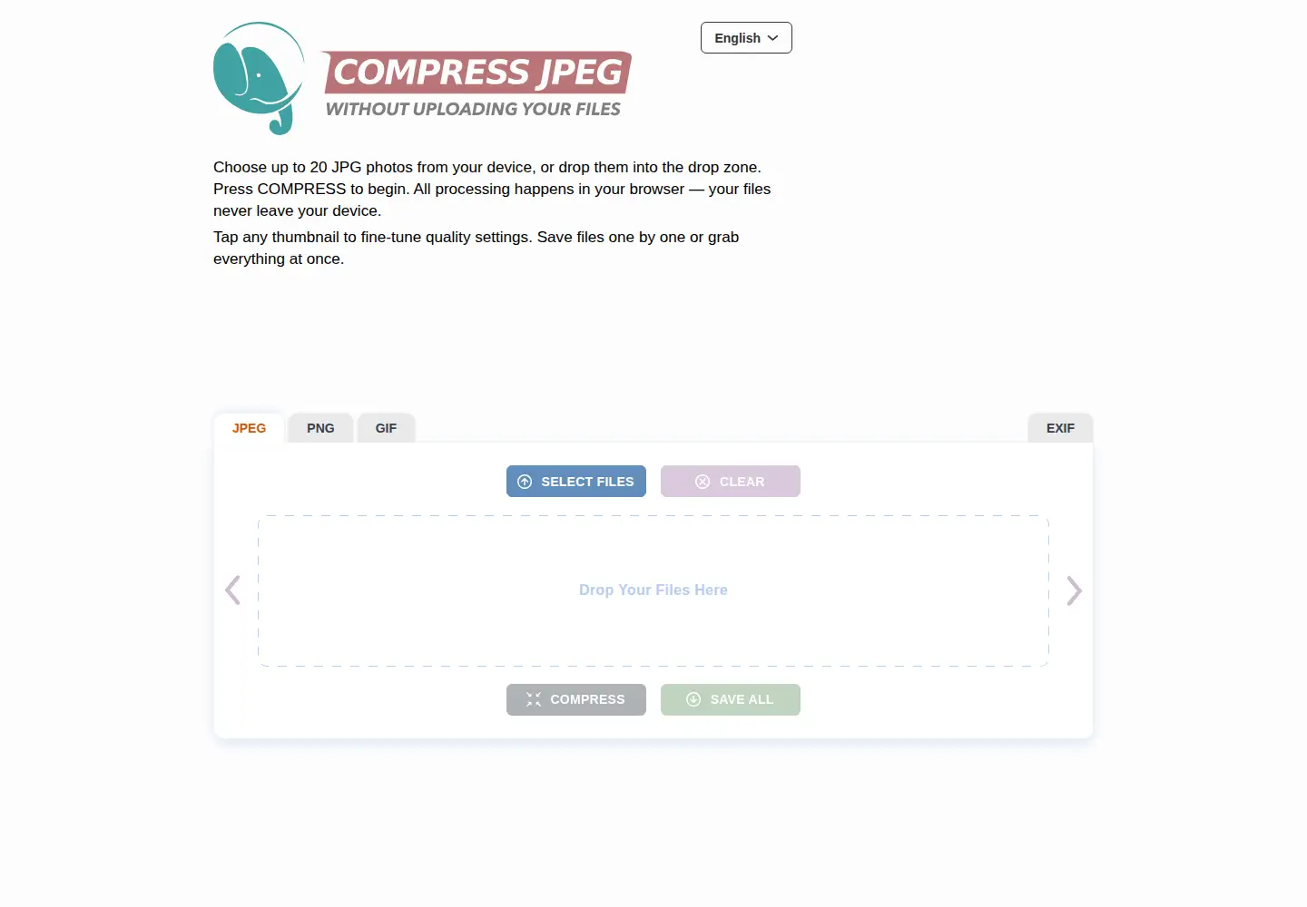 Screenshot of compressjpeg.com