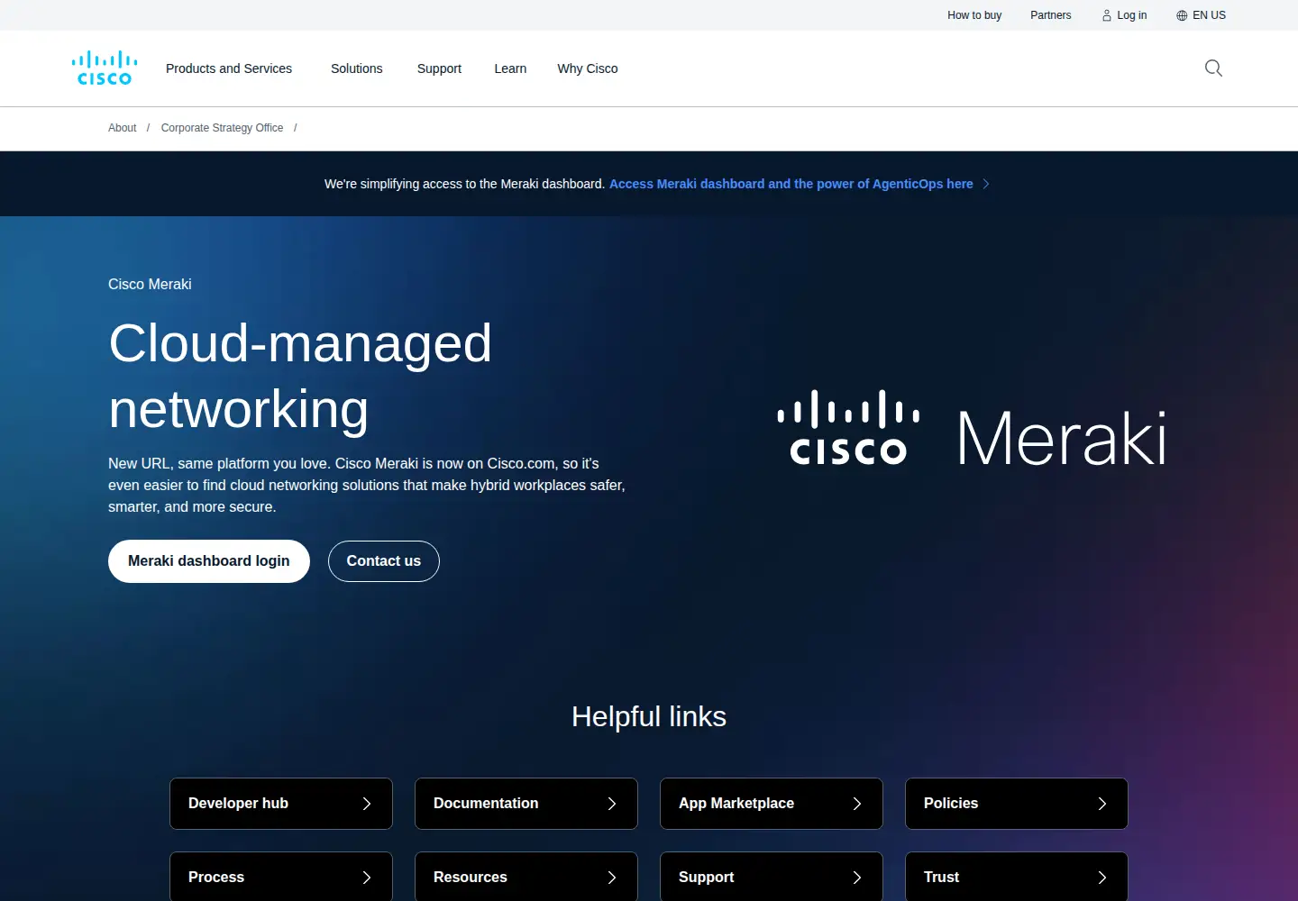 Screenshot of meraki.com